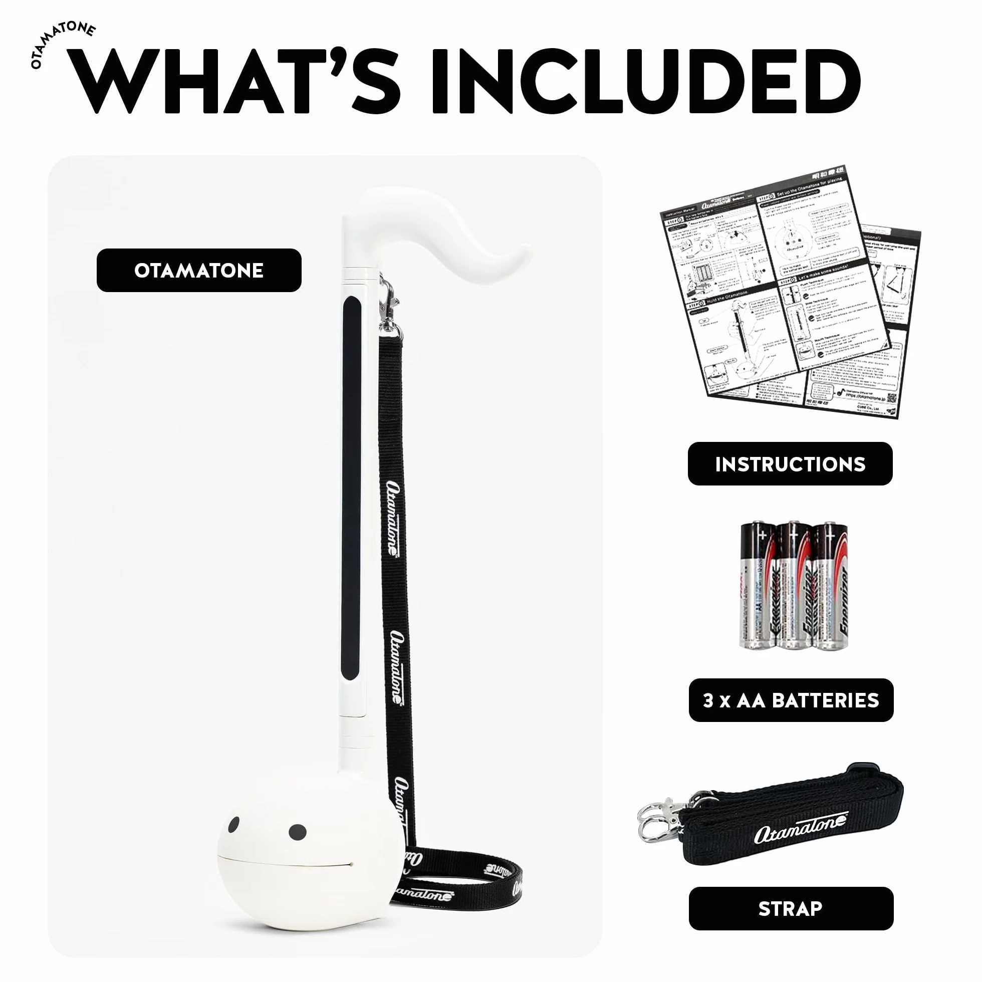 Otamatone Deluxe [edycja angielska] elektroniczny instrument muzyczny, zabawka, przenośny syntezator z Japonii, od Cube/Maywa Denki, biały