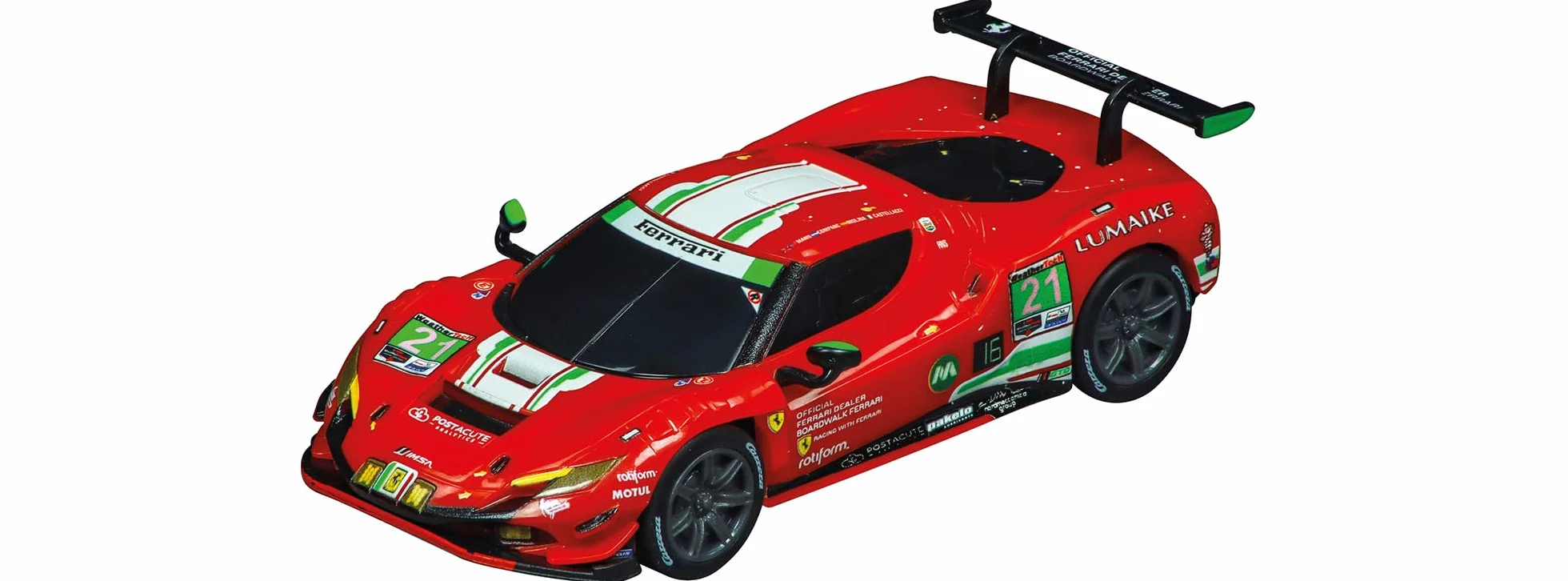Carrera 20064242 Carrera GO!!! Ferrari 296 GT3 „AF Corse, No. 21” wyścigówka w skali 1:43 kompatybilna z systemami GO!!!, GO!!! Plus & systemami zasilanymi bateryjnie zabawa w wyścigi