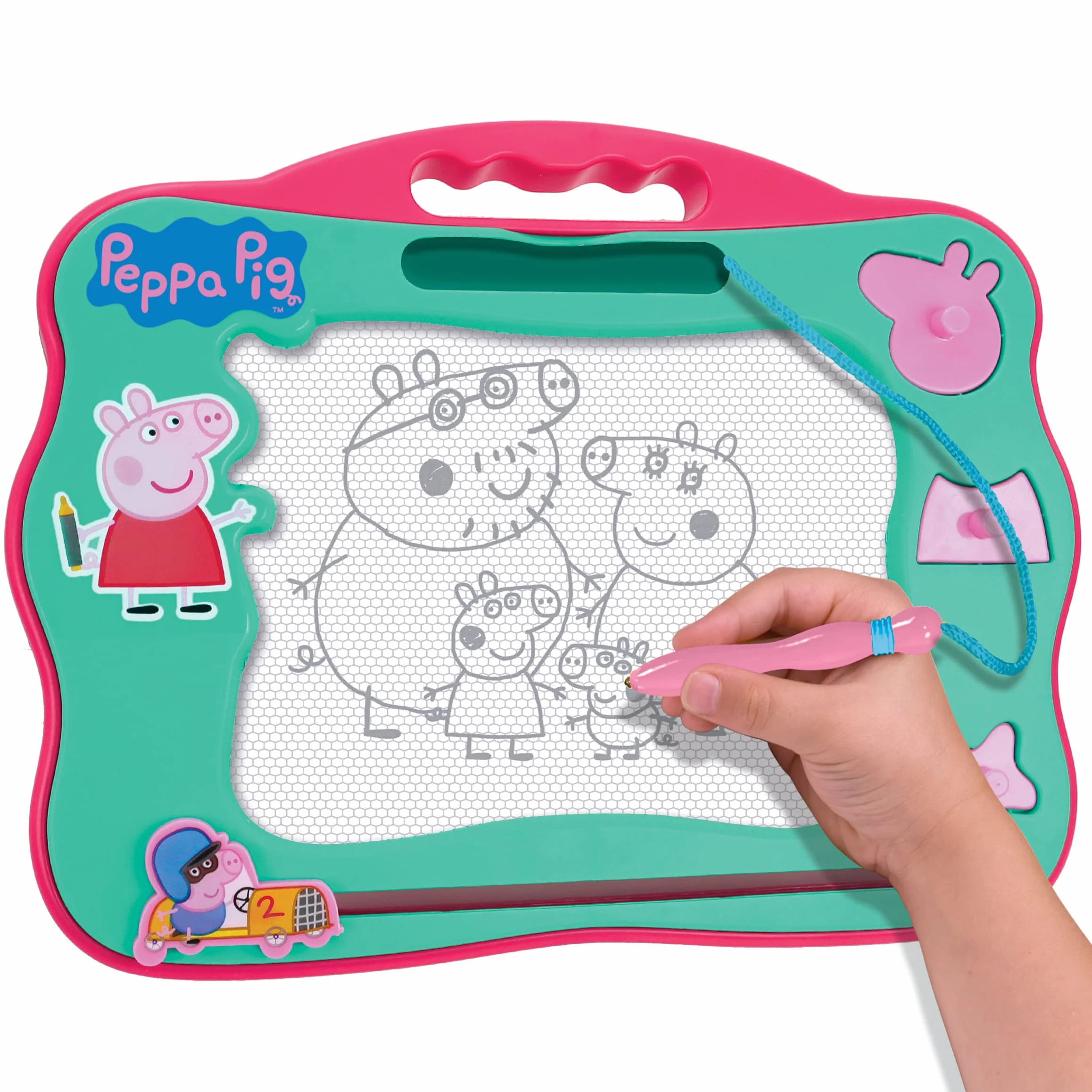 Peppa Pig Travel Magnetic Scribbler pad with pen and 3 stamps, draw and erase with no mess
