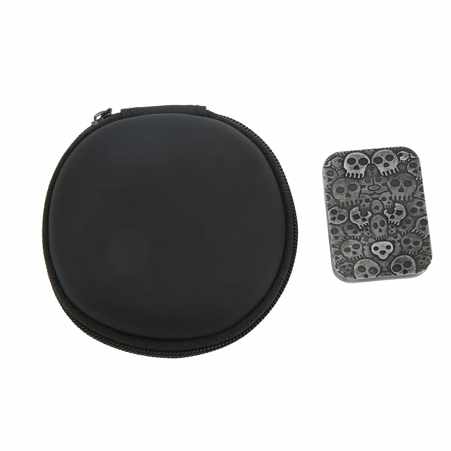 Wakects Fidget Slider Toy,przenośna metalowa magnetyczna zabawka do pokera z wzorem czaszki, dla ADHD, autyzmu, strachu, stresu, 4,5 x 3,5 x 1 cm, torba do przechowywania