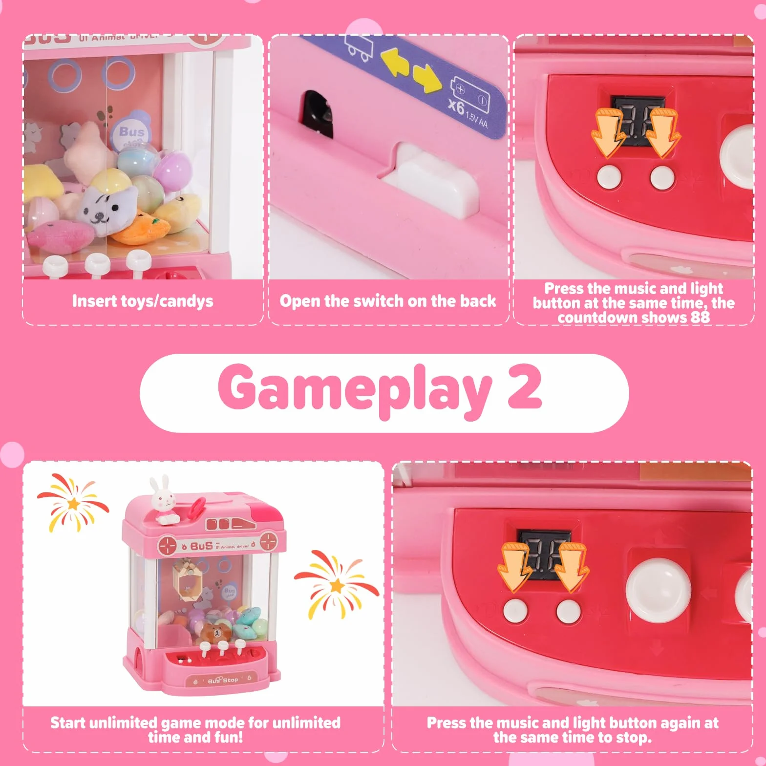 Mini automat chwytakowy Candy Doll z kierownicą Gachapon Grabber automat do słodyczy z wkładarką monet i wysięgnikiem automat do pluszaków zabawki chwytakowe dla dzieci