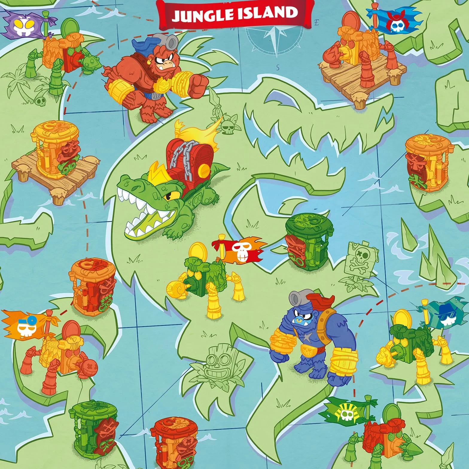 PIRATIX ADVENTURE WORLD Seria Crazy Jungle - pudełko zawierające 24 torebki z figurkami Piratixów z serii Crazy Jungle Każda torebka zawiera 1 figurkę Piratix i 1 akcesorium z efektem neonu.
