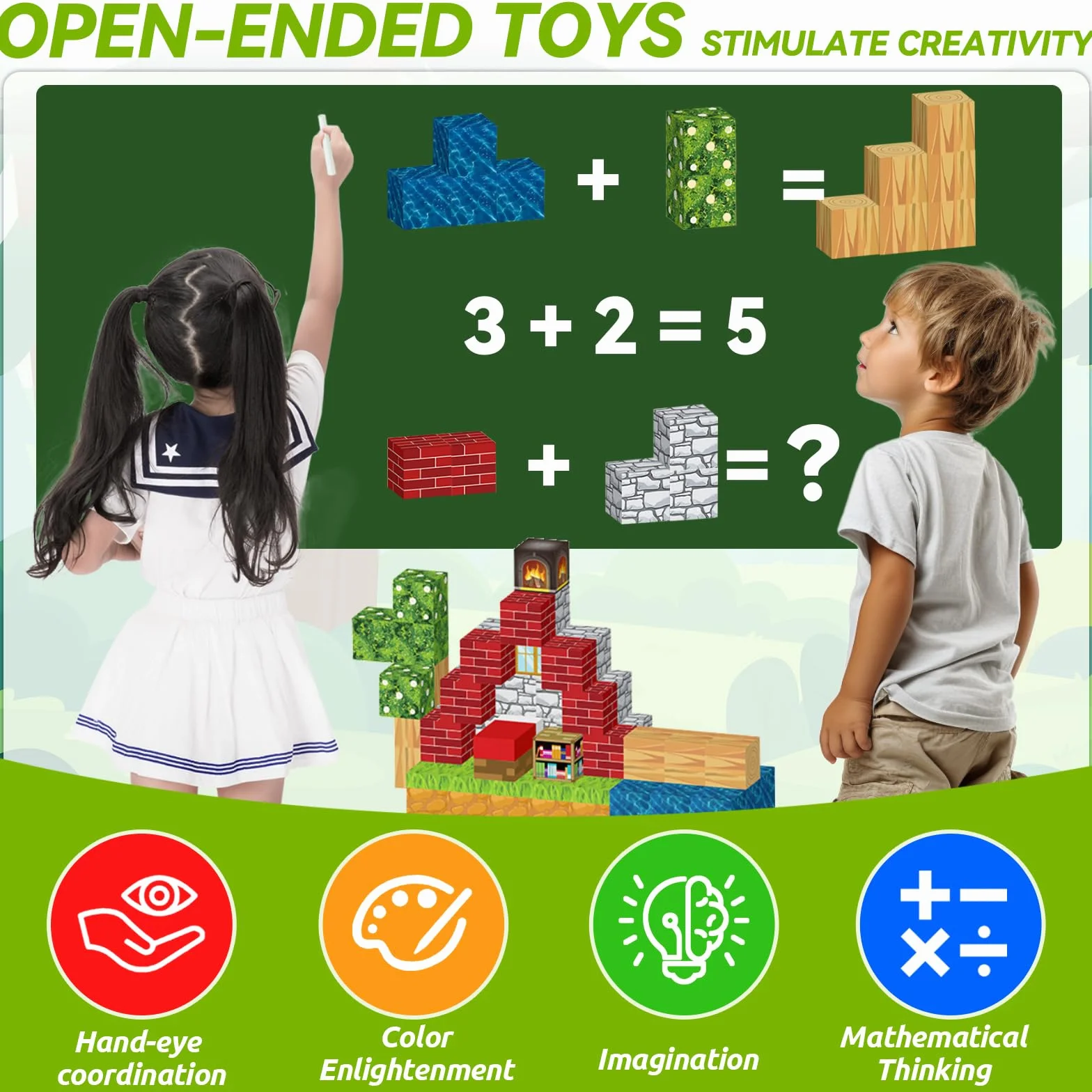 Klocki Magnetyczne, Zestaw 100 Sztuk Magnetycznych Klocków Dla Dzieci, Kreatywna Zabawka Montessori Z Magnesami, Sensoryczna Zabawka STEM, Dla Chłopców I Dziewcząt W Wieku 3-12 Lat