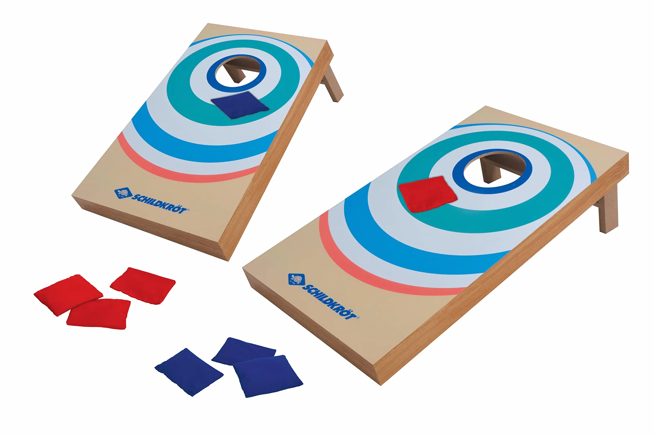 Schildkröt Zestaw Cornhole Bean Bag z drewna MDF z certyfikatem FSC, kompletny zestaw z 2 deskami cornhole (po 52 x 30 x 14 cm) i 8 workami na piasek, do użytku wewnątrz i na zewnątrz, 970317