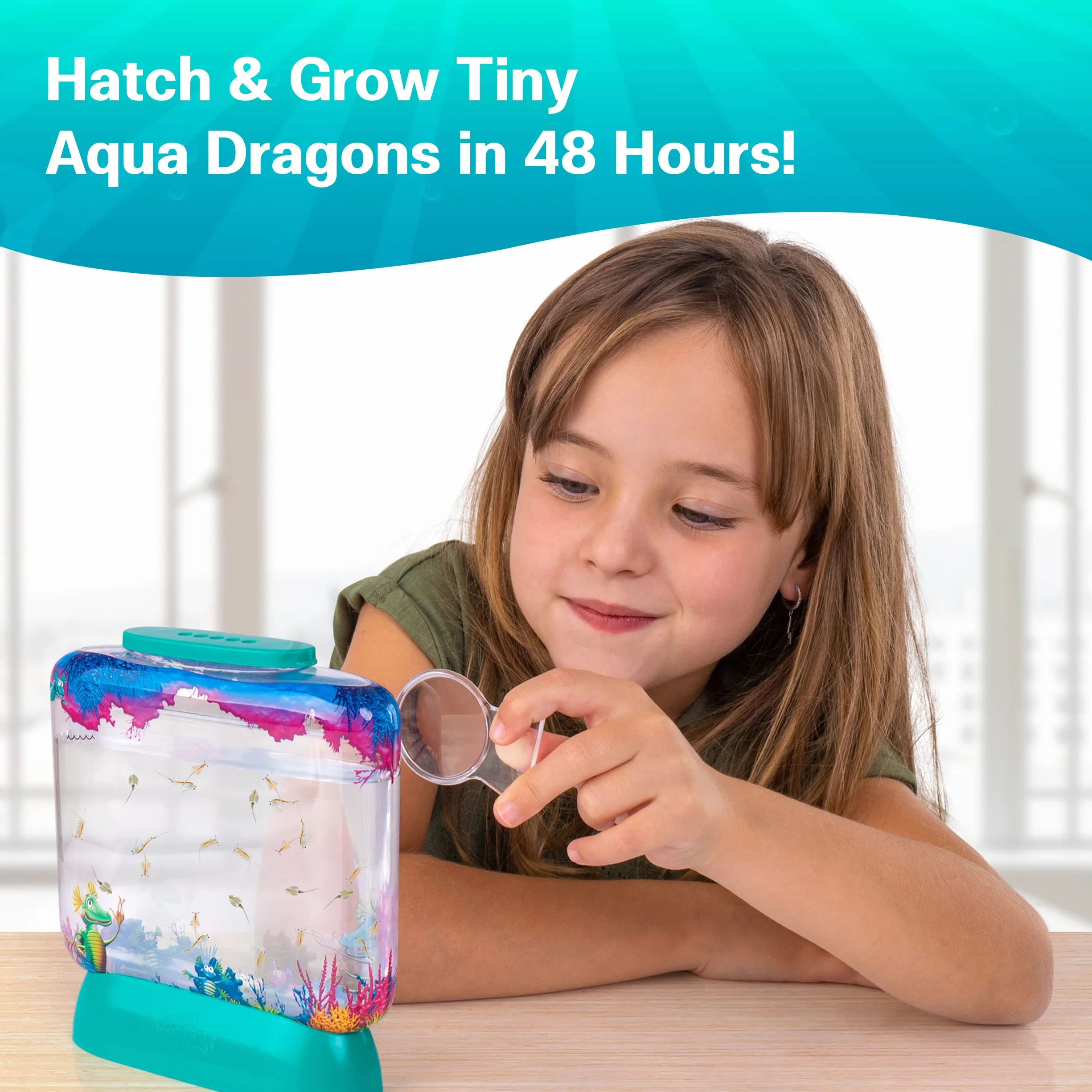 Aqua Dragon Starter Kit, wykluwa się i hoduje podwodne zwierzęta domowe, zabawka edukacyjna Stem z jajkami i karmą dla zwierząt, opakowanie 1 szt