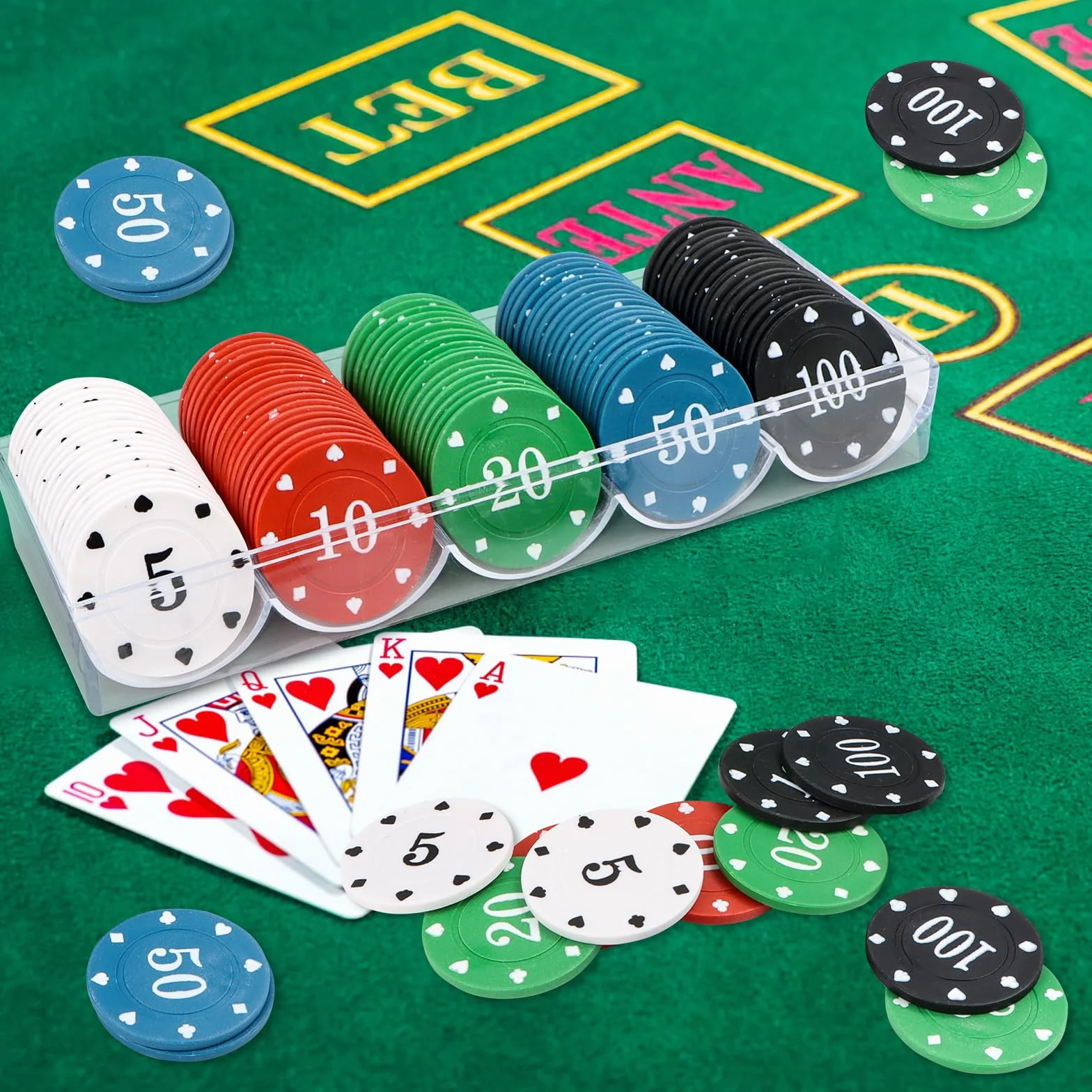 MplehDa Profesjonalne Żetony do Pokera - 100 Sztuk do Gry w Blackjacka i Kasynowego