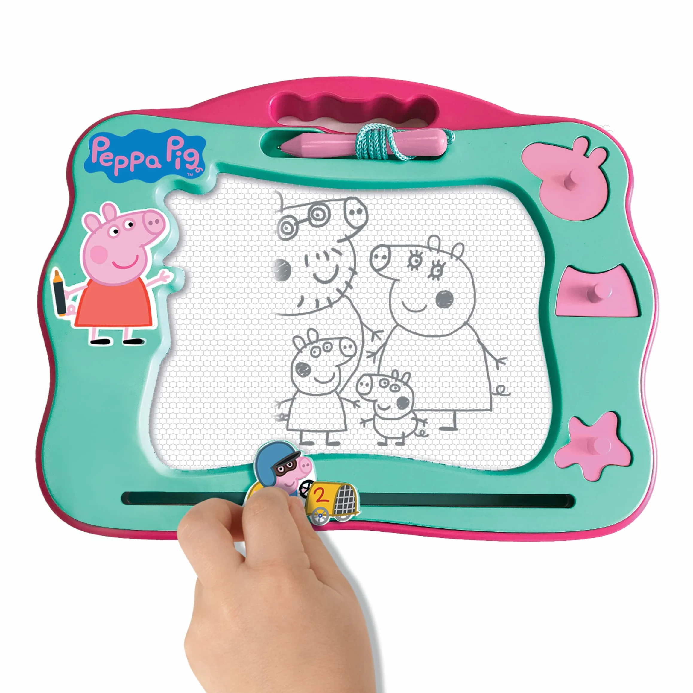 Peppa Pig Travel Magnetic Scribbler pad with pen and 3 stamps, draw and erase with no mess