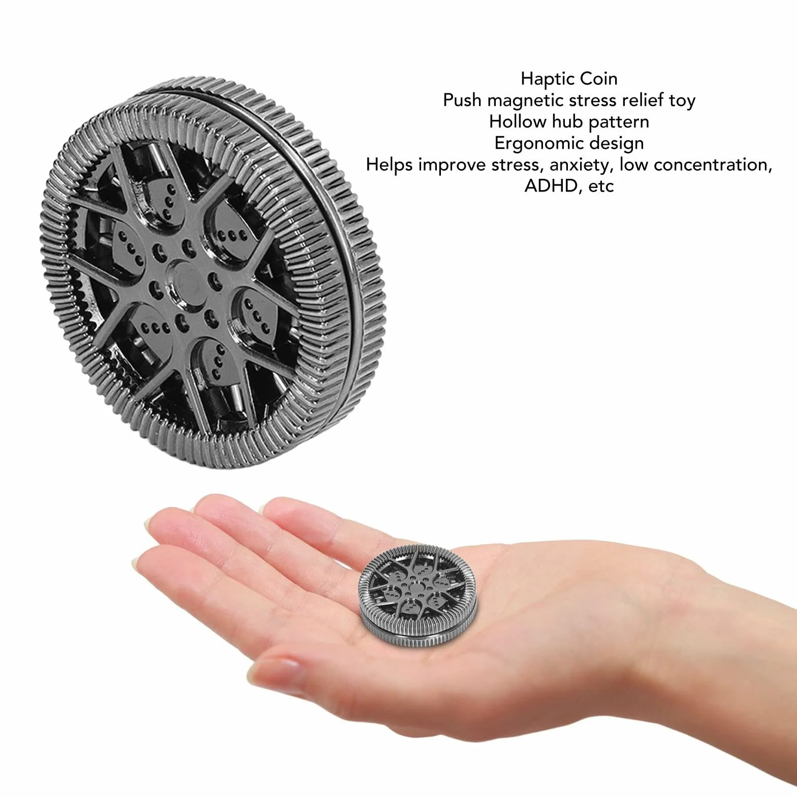 Fidget Blocks Zabawka, Haptyczny Suwak na Monety, Przenośna Magnetyczna Zabawka z Suwakiem, Haptic Coin Magnetyczny Suwak Fidget, Suwak Fidget Zabawka do Biura (GRAY)