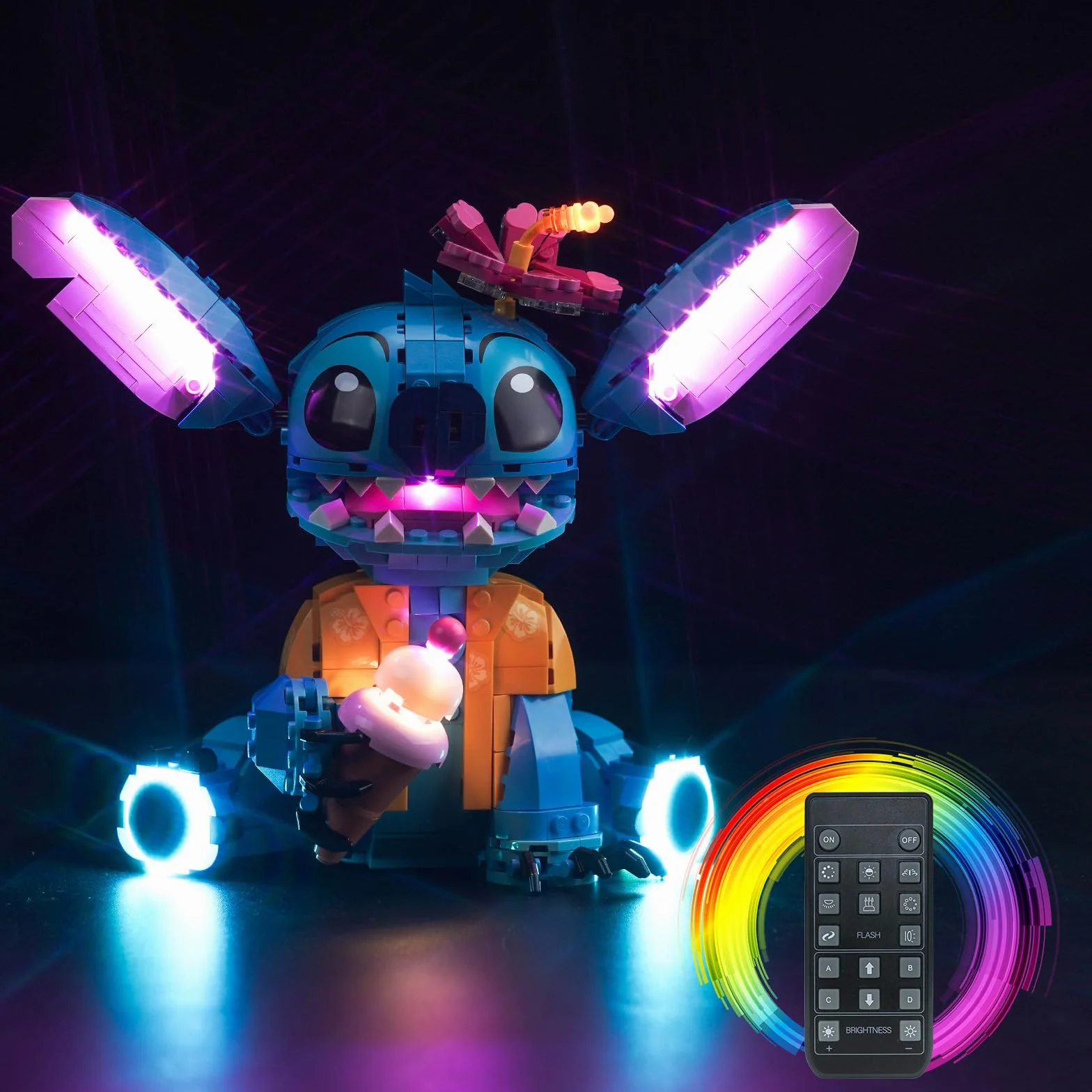 Zestaw oświetleniowy z pilotem zdalnego sterowania do Lego Stitch (bez modelu), zestaw oświetleniowy LED do zestawu Lego 43249 Stitch, kreatywna zabawka