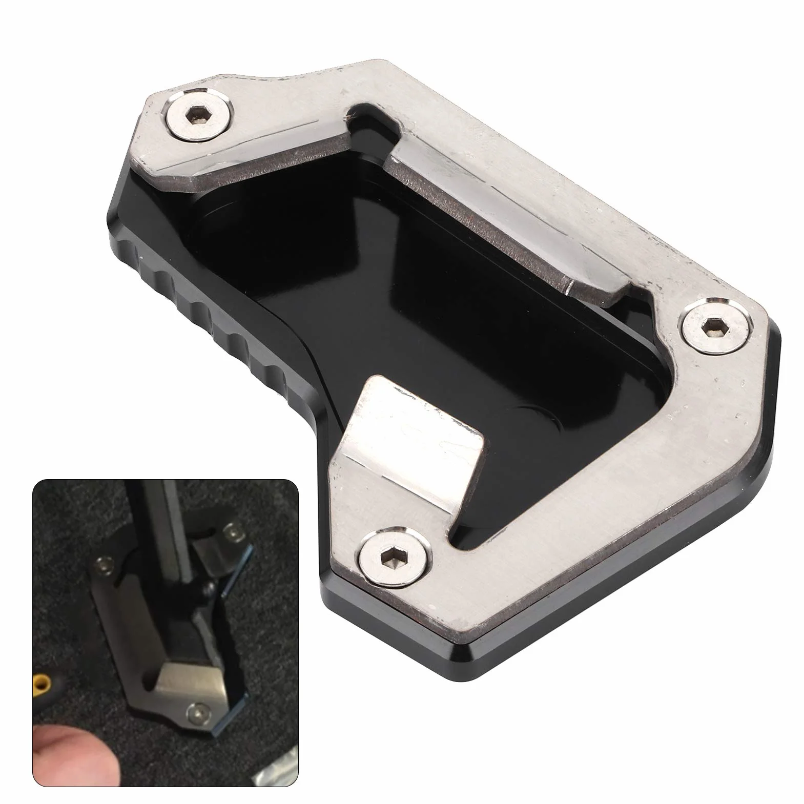 Qiilu Ständer Extension Pad Seitenständer Vergrößerer Fit für Tiger 1200 EXPLORER 2016-2017 V9h704