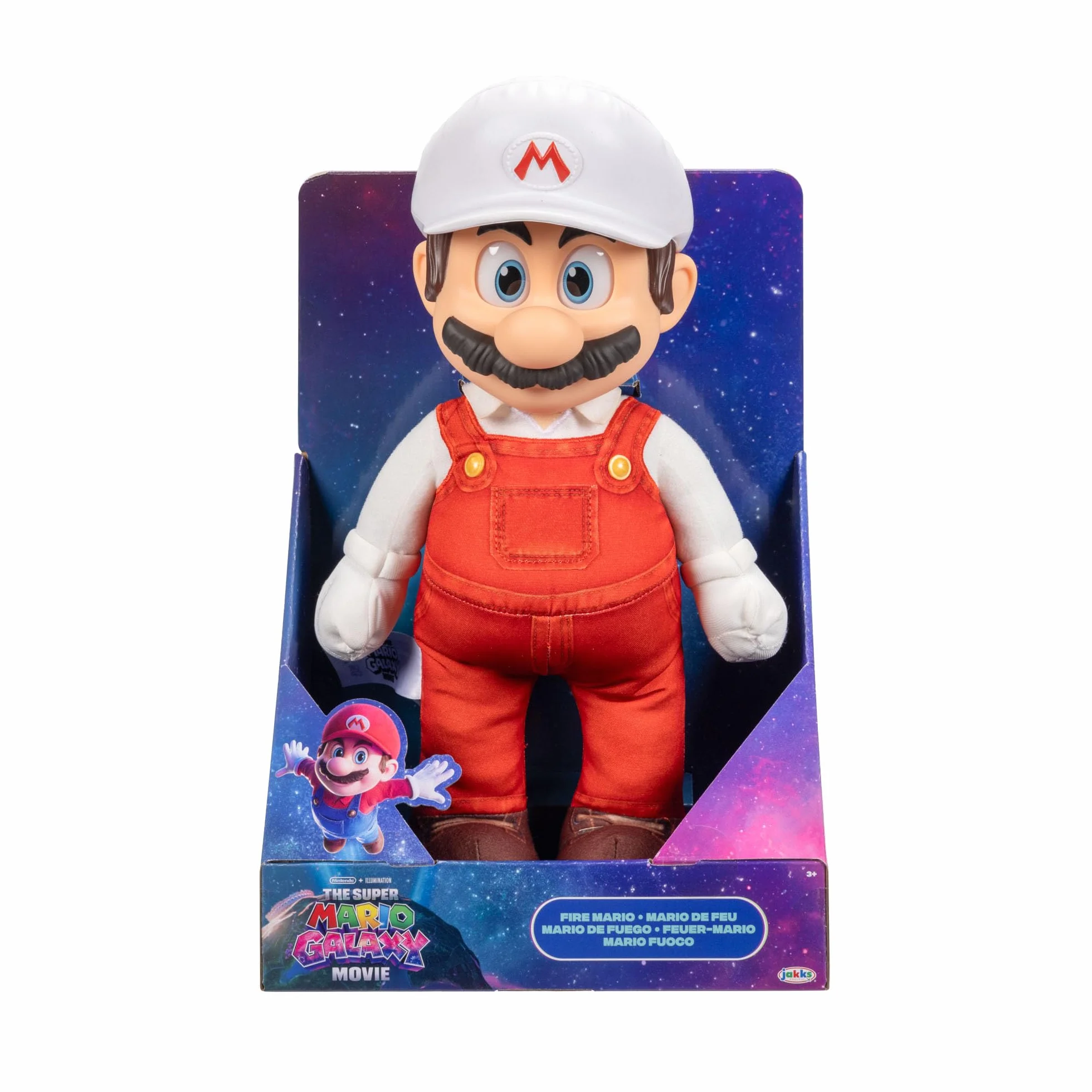 Super Mario Galaxy Movie Fire Mario Poseable Plush 14" / 35 cm, oficjalna licencja Jakks Pacific, pluszowa figurka z rzeźbioną głową Roto, kolekcjonerska pluszowa figurka Nintendo, 3+