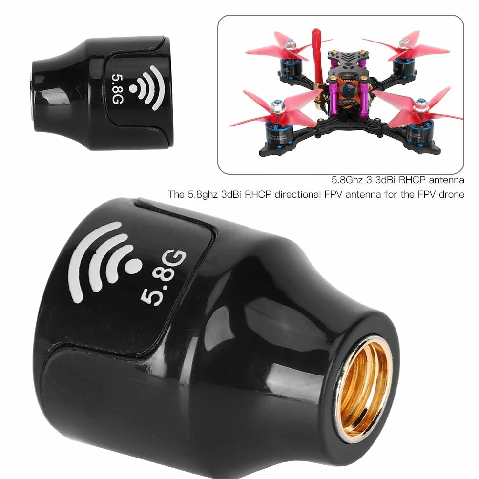 Antena 5.8G 3dBi RHCP o Wysokim Wzmocnieniu, Niska Strata Podajnika Zginana i Trwała do Części RC Drone FPV Racing (Czarny)
