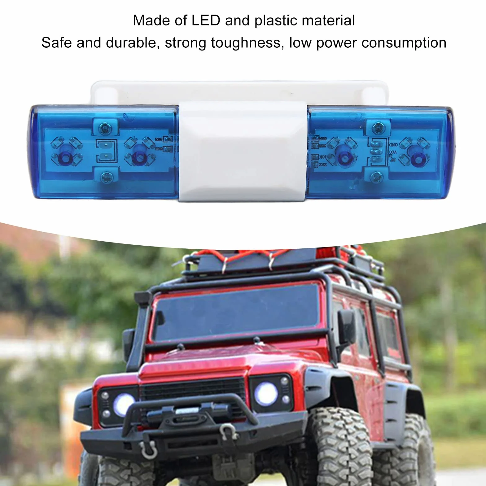 Światło Policyjne RC LED, 4 Tryby Lampa Błyskowa RC Lampa Ostrzegawcza LED dla Samochodów RC 1/8 1/10 (BLUE)