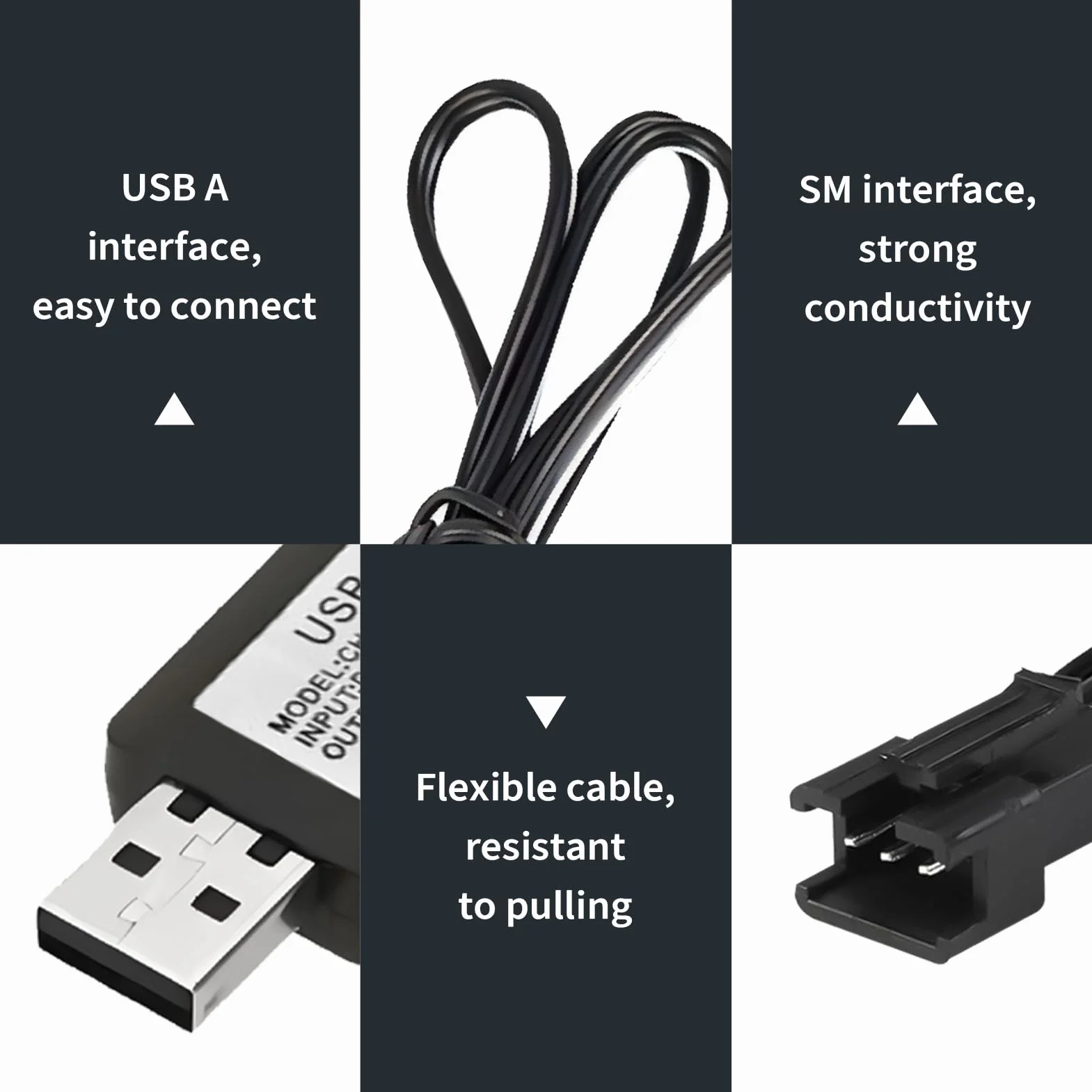 Uniwersalny kabel SM-3P, ładowarka samochodowa 7,4 V RC USB, uniwersalny kabel ładowarki, wyświetlacz LED, ładowanie LiPo 2S USB do zabawek zdalnie sterowanych, samochodów, dronów, łodzi