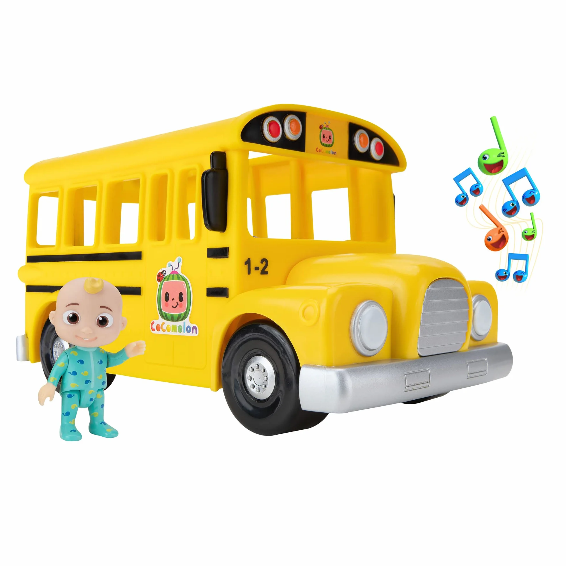 CoComelon CMW0137 autobus z muzyką i figurką JJ, oficjalna niemiecka wersja językowa, dla dzieci od 2 lat, żółty