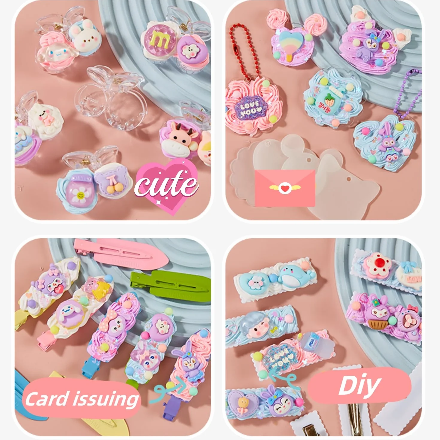 Tokaneit Urocze Zawieszki Paznokci Zywicy 100szt, Masowe Płaskie Zawieszki z Zywicy Slime Plecami, Losowy Styl, do Rzemiosła, Ornament Scrapbooking, Artykuły Dla Majsterkowiczów