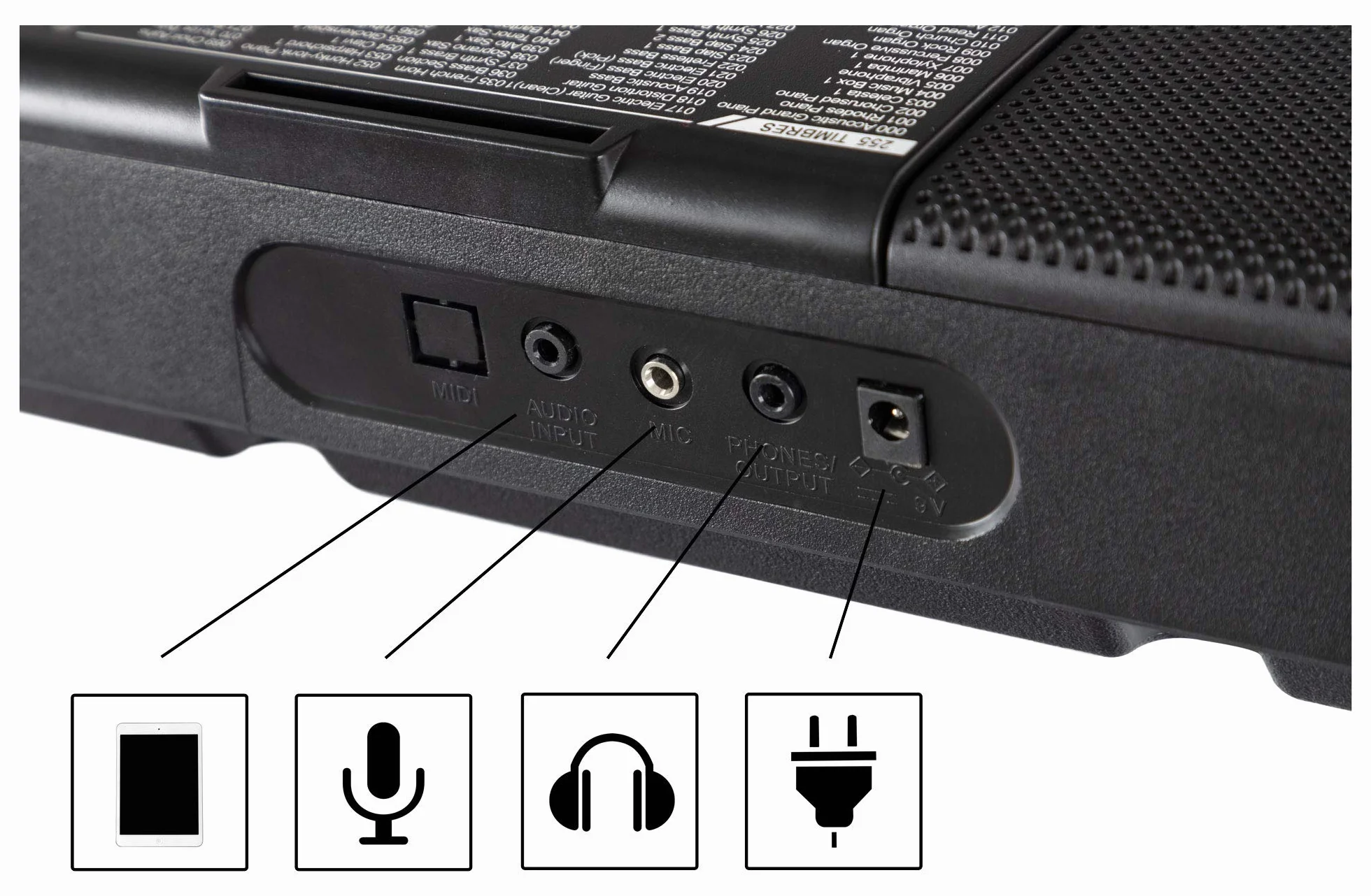 McGrey LK-6120-MIC Keyboard – klawiatura dla początkujących z 61 przyciskami świecącymi – 255 dźwięków i 255 rytmów – 50 utworów demo – w zestawie mikrofon – czarna