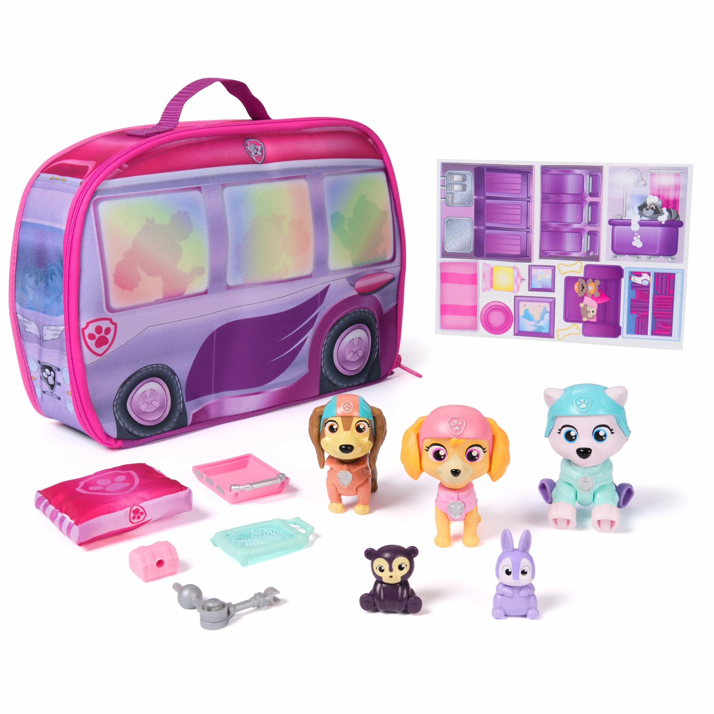 PAW Patrol Skye's World Pupcation Rescue Set z figurkami Skye, Everest & Liberty Bobble Head i kamperem RV, zabawkami dla dzieci dla chłopców i dziewcząt w wieku od 3 lat