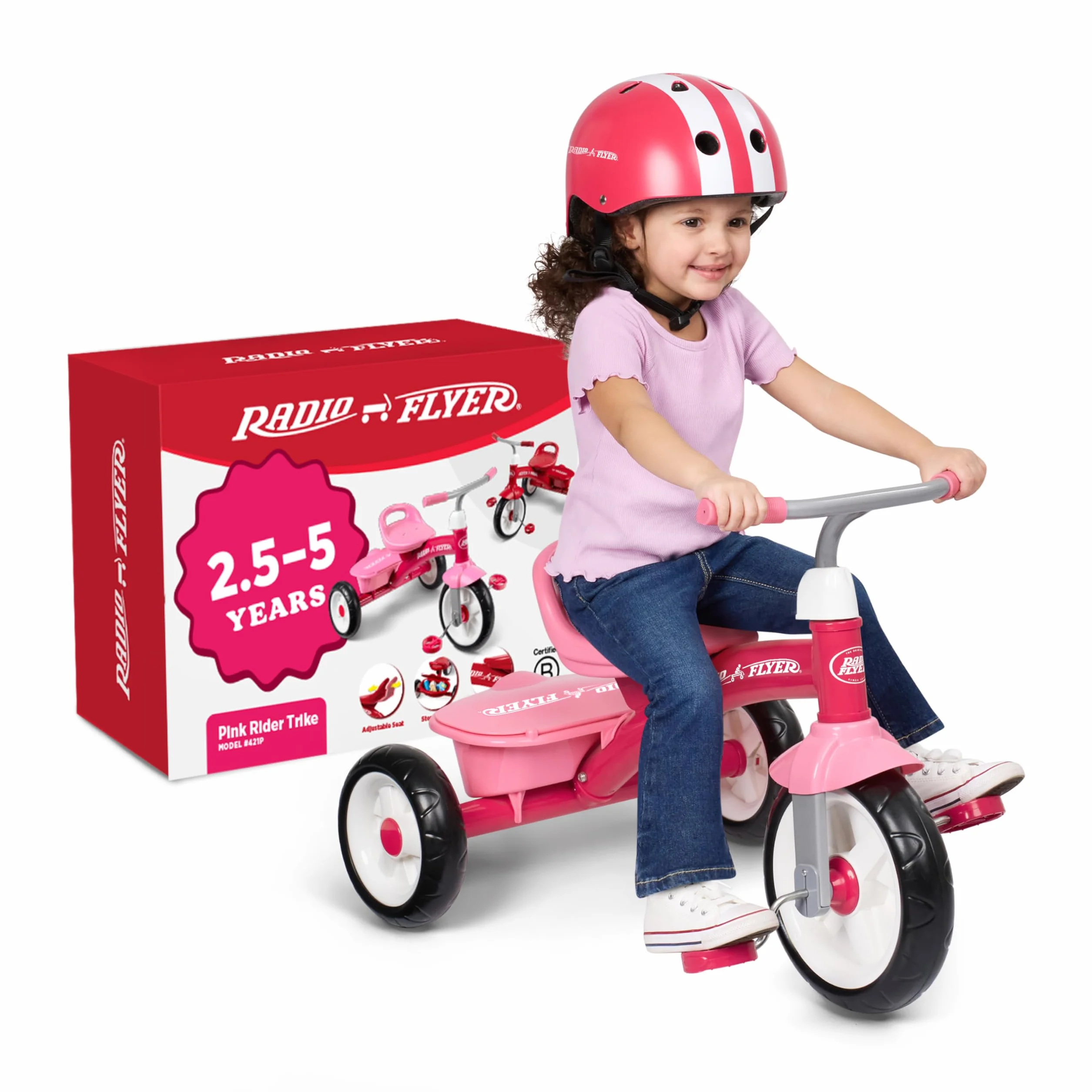 Radio Flyer Pink Rider Trike, rower trójkołowy dla małych dzieci w wieku 3-5 lat, wyłącznie w serwisie Amazon, rower dla małych dzieci