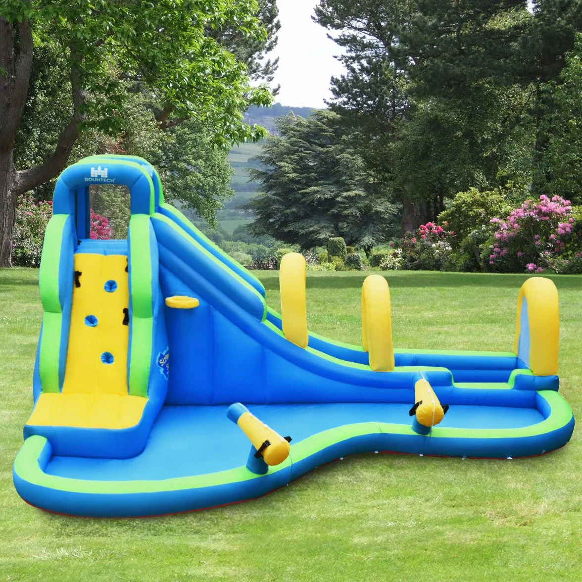COSTWAY Bouncy Castle, zjeżdżalnia wodna, basen do zabawy, nadmuchiwany park wodny, basen do pływania 478 x 366 x 242 cm (zamek z dmuchawą)