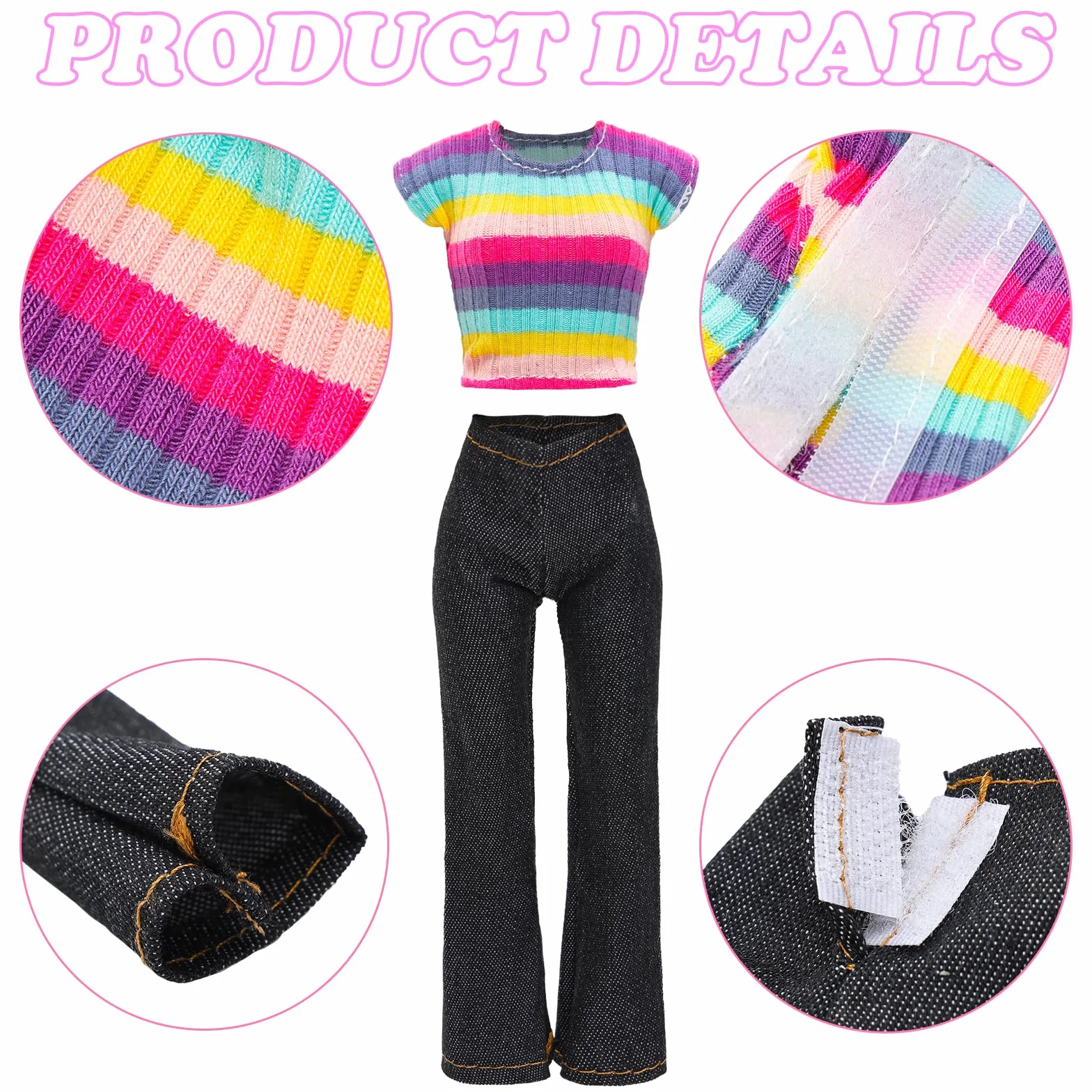 Festfun 15 ubrań dla lalek Fashion odzież dla lalek zawiera 5 topów T-shirt stroje odzież 5 spodni 5 butów dla 11,5 cala 30 cm dziewczynki lalki