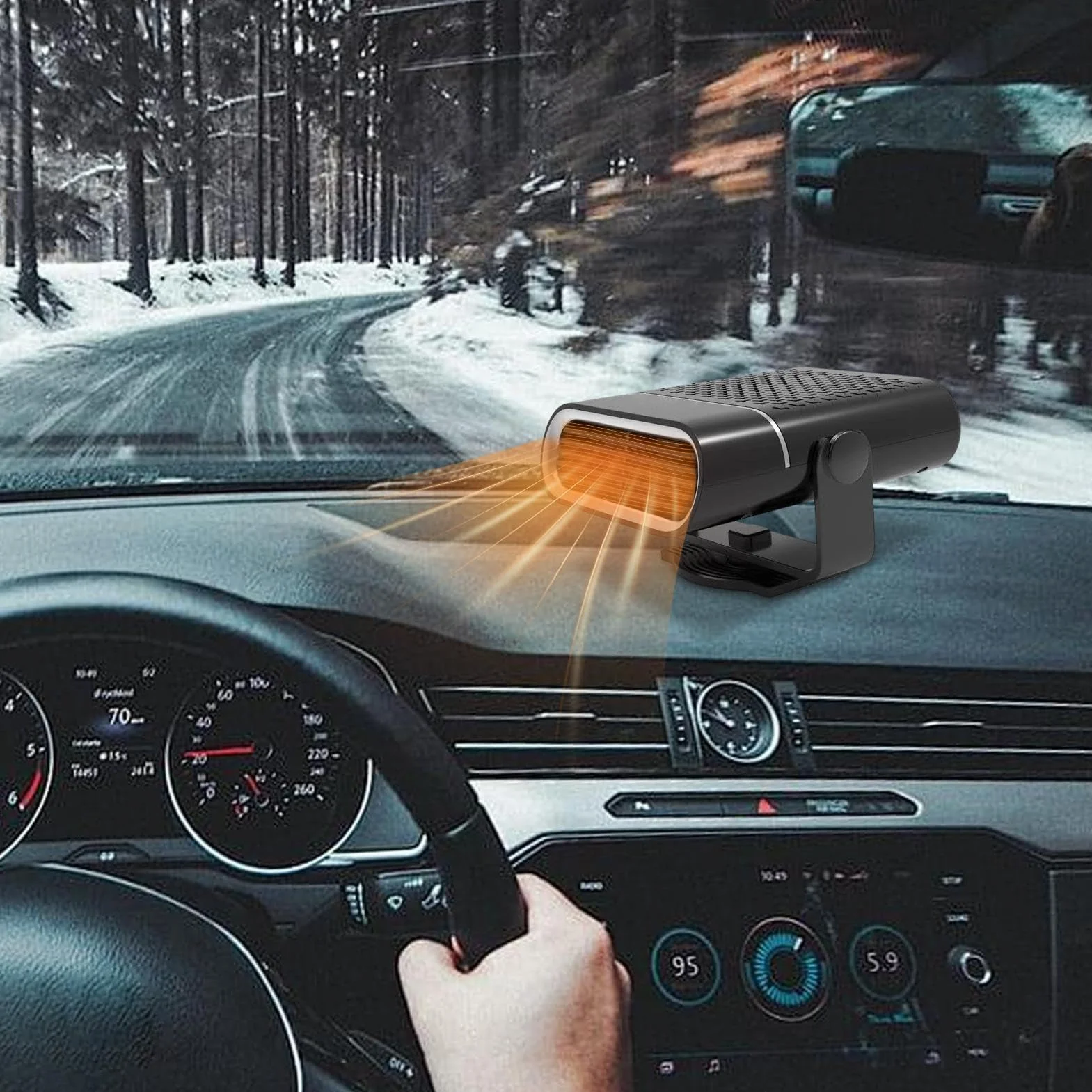 Wentylator grzejnika samochodowego, samoprzylepny 12V 24V odparowywacz samochodowy elektryczny ogrzewacz, odparowywacz wnętrza samochodu, obrotowy ogrzewacz oczyszczający powietrze wnętrza samochodu