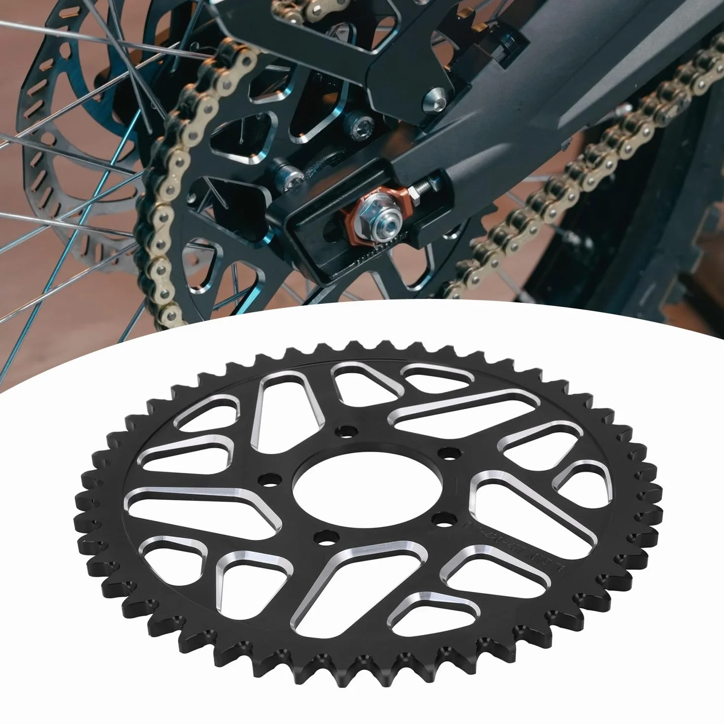 48 zębów zębatka motocyklowa, tylne koło łańcuchowe do Sur-Ron S/X Segway X160/X260 Talaria Sting Electric Sur Ron Light Bee-Black