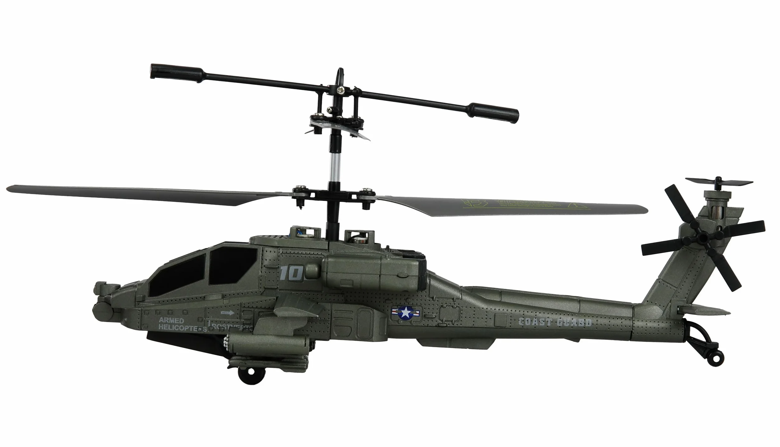 Apache AH-64 Helicopter Coaxial 3,5-kanałowy RTF z pilotem zdalnego sterowania, akumulator, kabel do ładowania, 250 mm, ciemnozielony