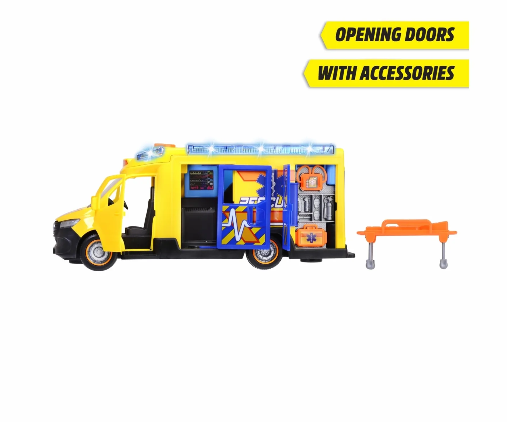 Dickie Toys 203716025 Karetka Ratunkowa Mercedes-Benz Sprinter, Duży Samochód Zabawkowy z Syreną