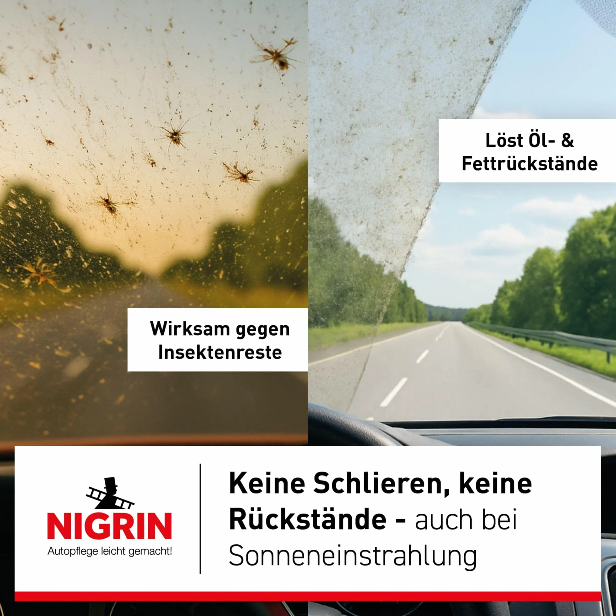 NIGRIN Scheibenklar koncentrat 1:100, szybki i skuteczny dla najlepszej widoczności, 250 ml, bezbarwny