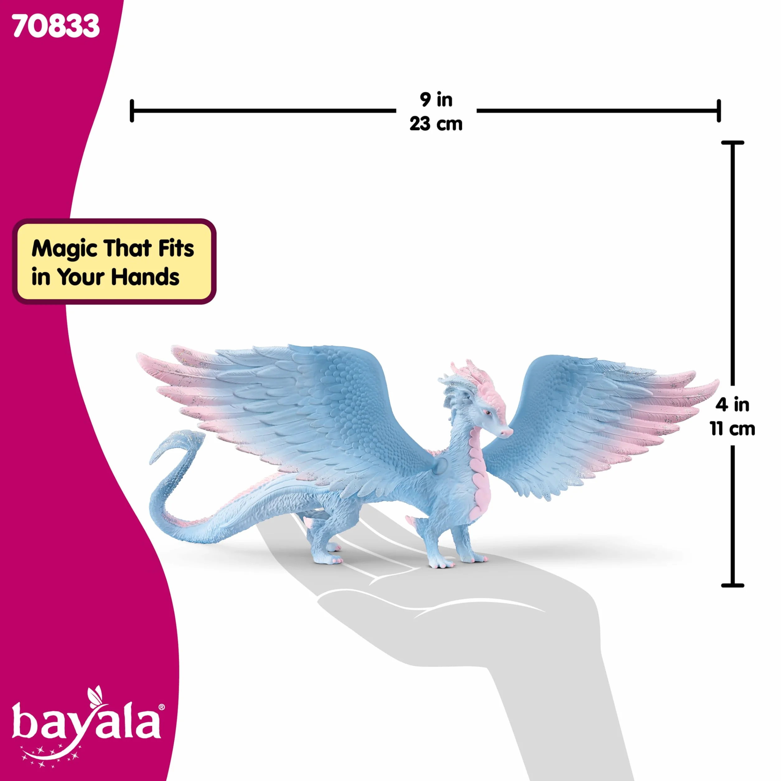schleich BAYALA | Kryształowy Smok 70833 | Szczegółowe, fantastyczne figurki kolekcjonerskie | Smok z ruchomymi skrzydłami | Prezent dla dziewczynek i chłopców | Figurka od 5 lat | 32 × 25 × 15 cm