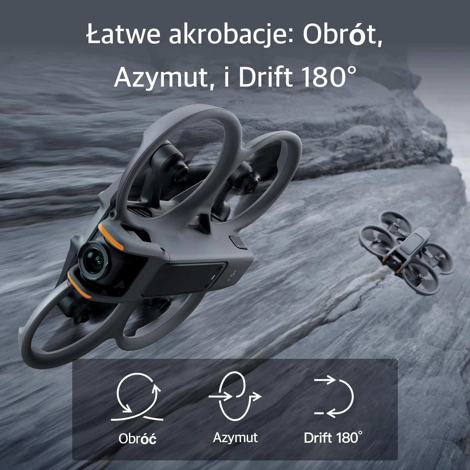 DJI Avata 2 (tylko dron), Dron FPV z kamerą 4K, Immersyjny lot, Wbudowana osłona śmigła, Proste salta/beczki, Ultraszerokokątne FOV 155°, Kompatybilny z RC Motion 3, Dron z kamerą POV