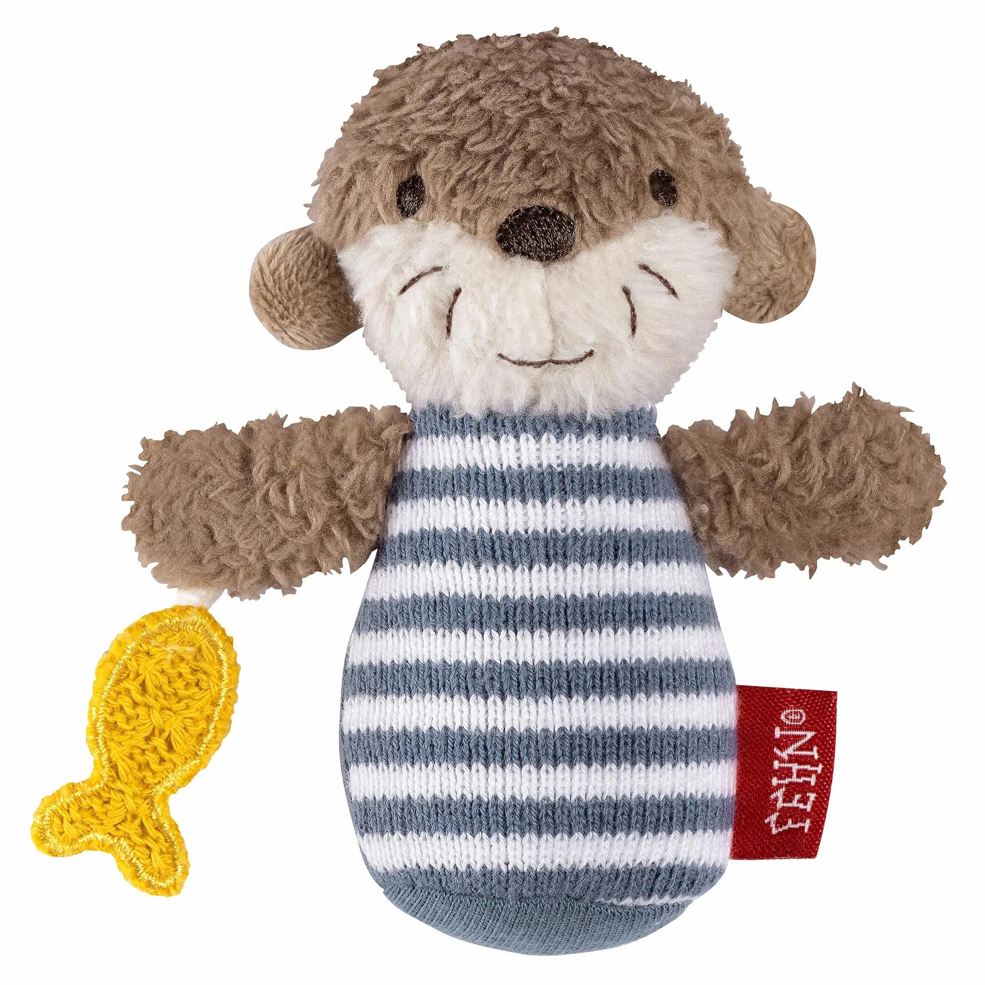 Fehn Mini-Rassel Otter – Mini-Greifling zum Rasseln, Fühlen, Spielen mit kuschelweichem Stoff-Tier – ein treuer Begleiter für Babys und Kleinkinder ab 0+ Monaten