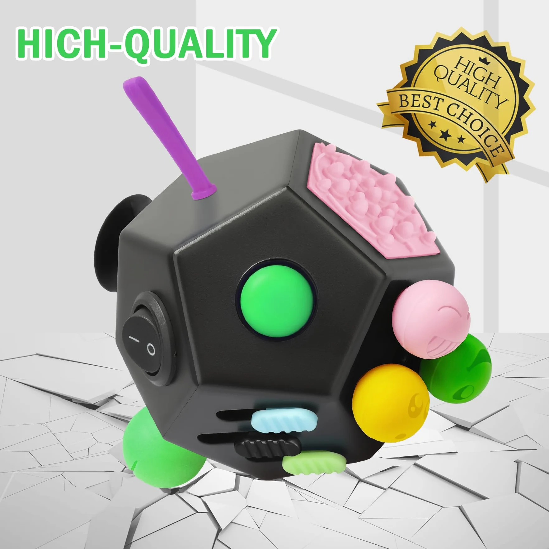 Fidget Toy Cube 12 stron,kostka antystresowa ADHD, mała zabawka,oryginalna zabawka dla dorosłych,dzieci,ADD,ADHD - szkoła,biura,podróży
