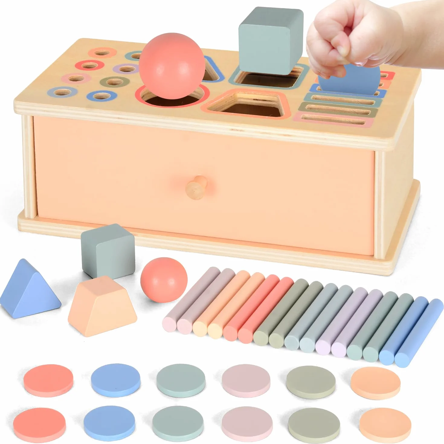 Montessori Zabawki dla dzieci w wieku 1+ lat, sortowanie kolorów dla małych dzieci, sortownik kształtów, edukacyjna, zabawka sensoryczna, drewniana zabawka dla dzieci w wieku 1-3 lat, zabawki dla