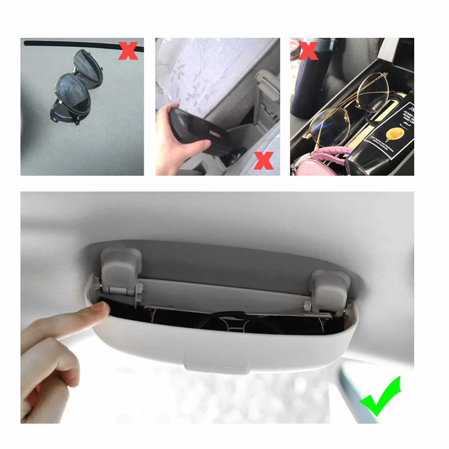 YEE PIN Etui na okulary do osłony przeciwsłonecznej i korekcyjnej do samochodu XC90 XC60 V90 S90 CC V60 F2, organizer do osłony przeciwsłonecznej, uchwyt na okulary, skrzynka do przechowywania