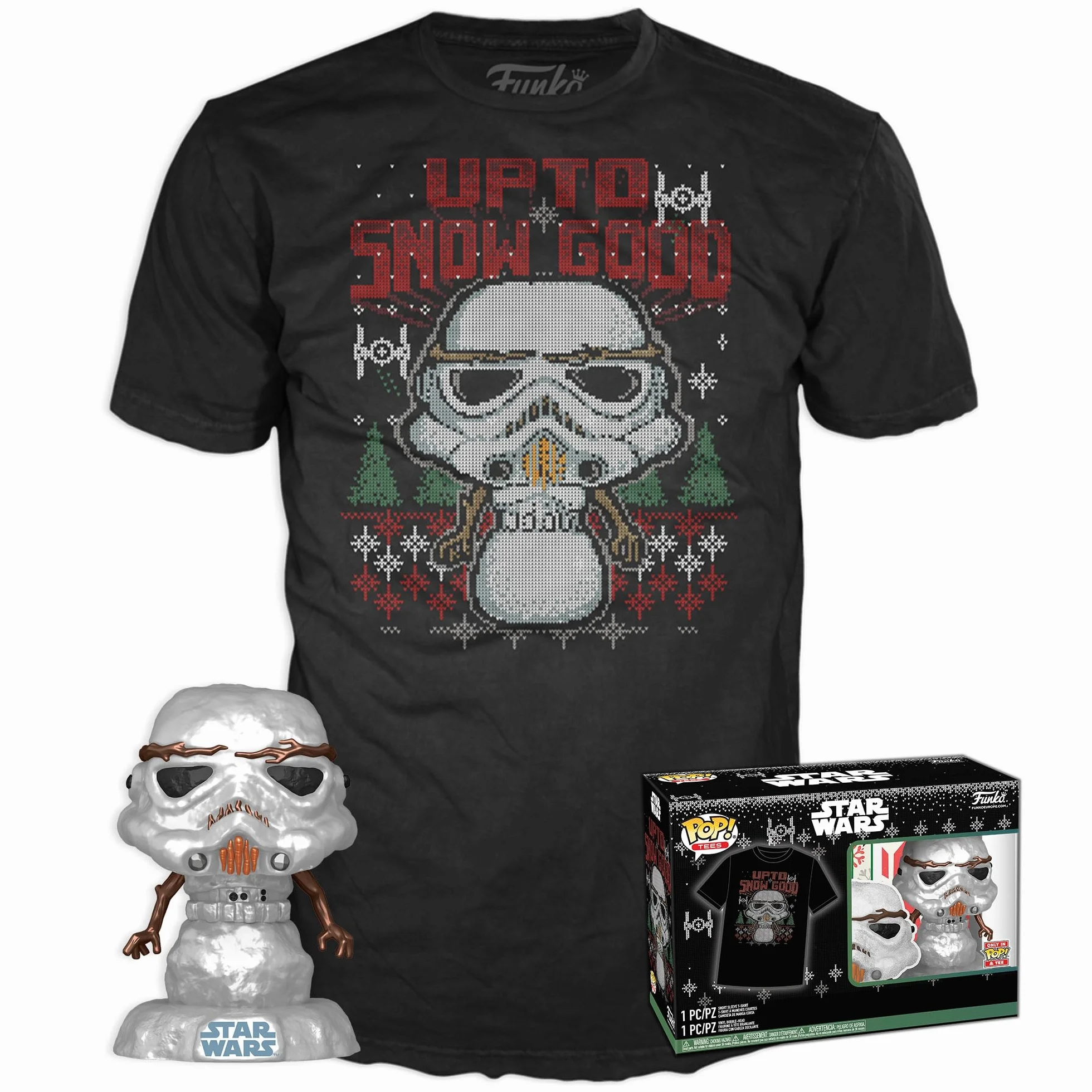 Funko POP! & Tee: Star Wars - Świąteczny szturmowiec - Metaliczny - Średni - T-shirt - Ubrania Z Kolekcjonerską Figurką Winylową - Pomysł na Prezent - Zabawki i Top z Krótkim Rękawem dla Dorosłych