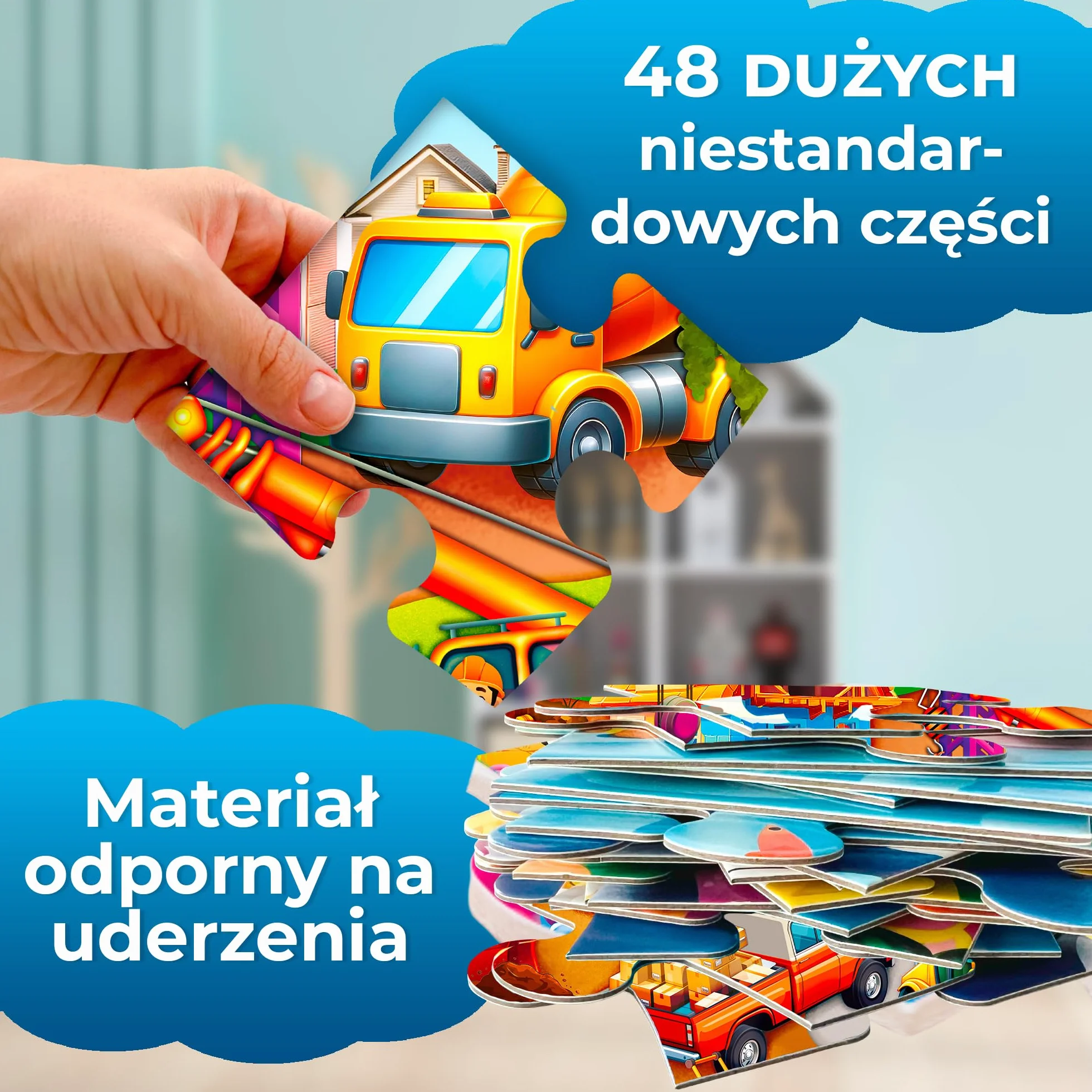 QUOKKA Gigantyczna Układanka Podłogowa Dla Dzieci W Wieku 3, 4, 5 Lat I Starszych Gigantyczne - 48 Puzzle Dla Dzieci W Wieku 5, 6 Lat - XXL O Wymiarach 60x90 Cm Z Elementami Do Nauki Budowania