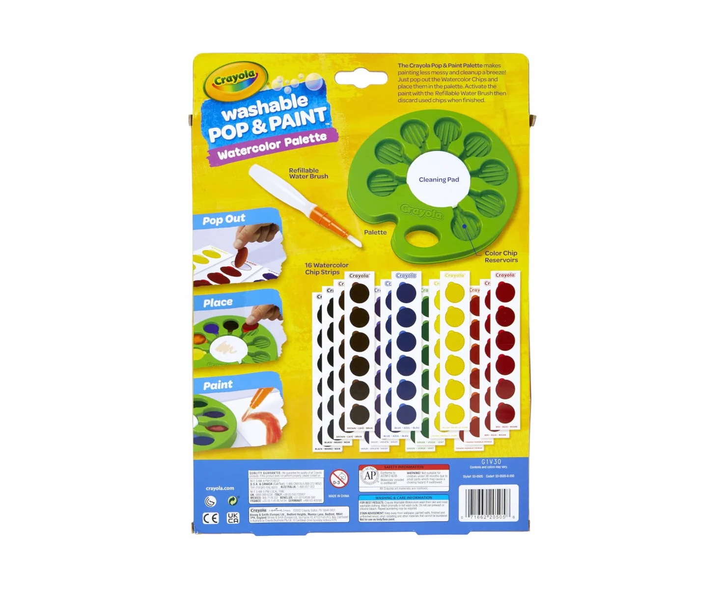 Crayola Pop&Paint Zmywalna paleta akwareli