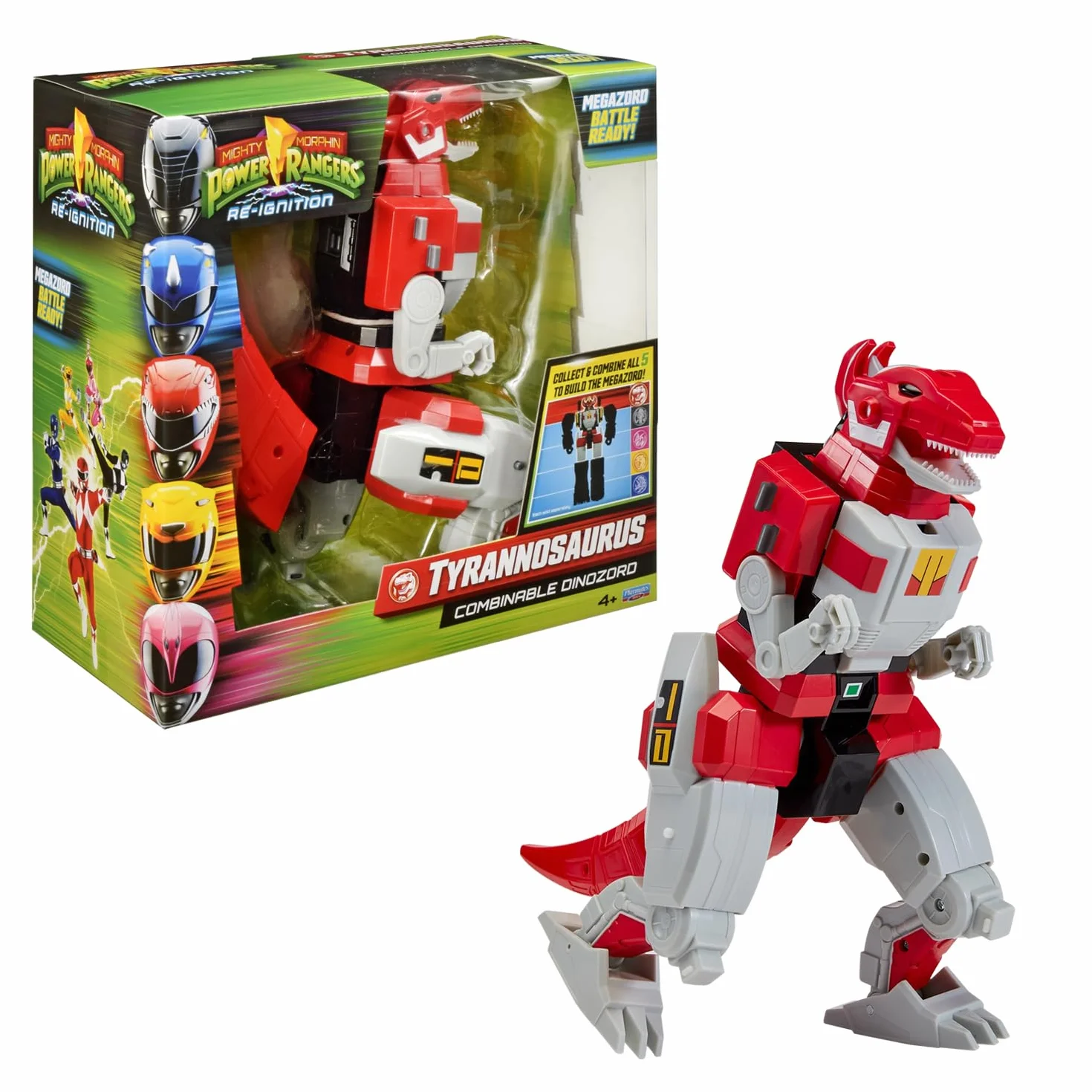 Power Rangers - Kolekcja Megazord, kombinowane Zords przegubowe, figurka, 20 cm, model Tyrannosaurus Rex Dinozord, dla dzieci od 4 lat, PWG001