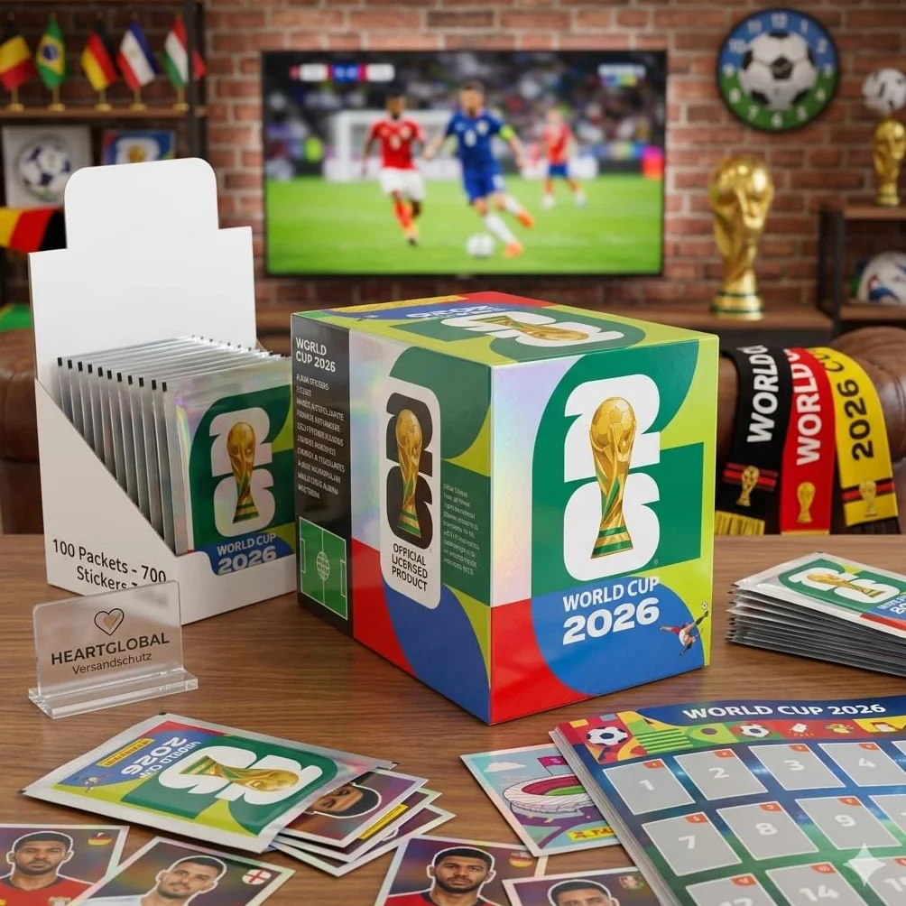 15 x Woreczki z naklejkami World Cup 2026 – łącznie 105 naklejek, oryginalnie uszczelnione dla kolekcjonerów i fanów piłki nożnej + ochrona wysyłki HeartGlobal