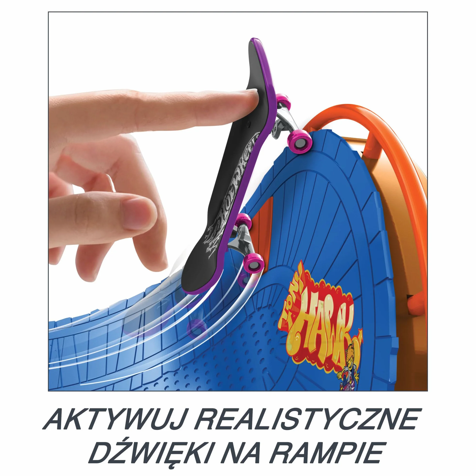 Hot Wheels Skate Skatepark Wesołe miasteczko Zestaw z 1 wyjątkową deskorolką od Tony’ego Hawka do jazdy palcami i 1 parą butów deskorolkowych, zabawka dla dzieci, HGT95