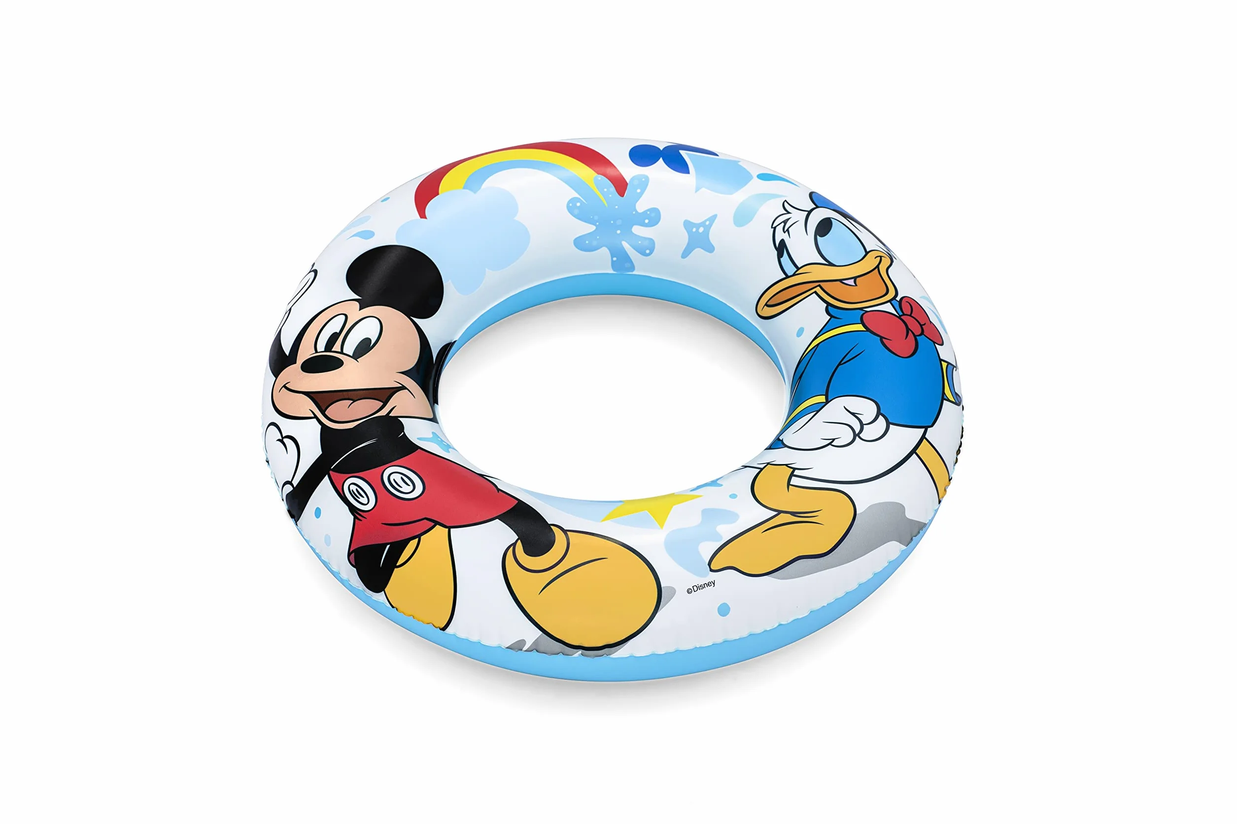 BESTWAY Nadmuchiwane Koło Ratunkowe Mickey Roadster Racer 91004 Średnica 11 cm Wielokolorowe Plastikowe