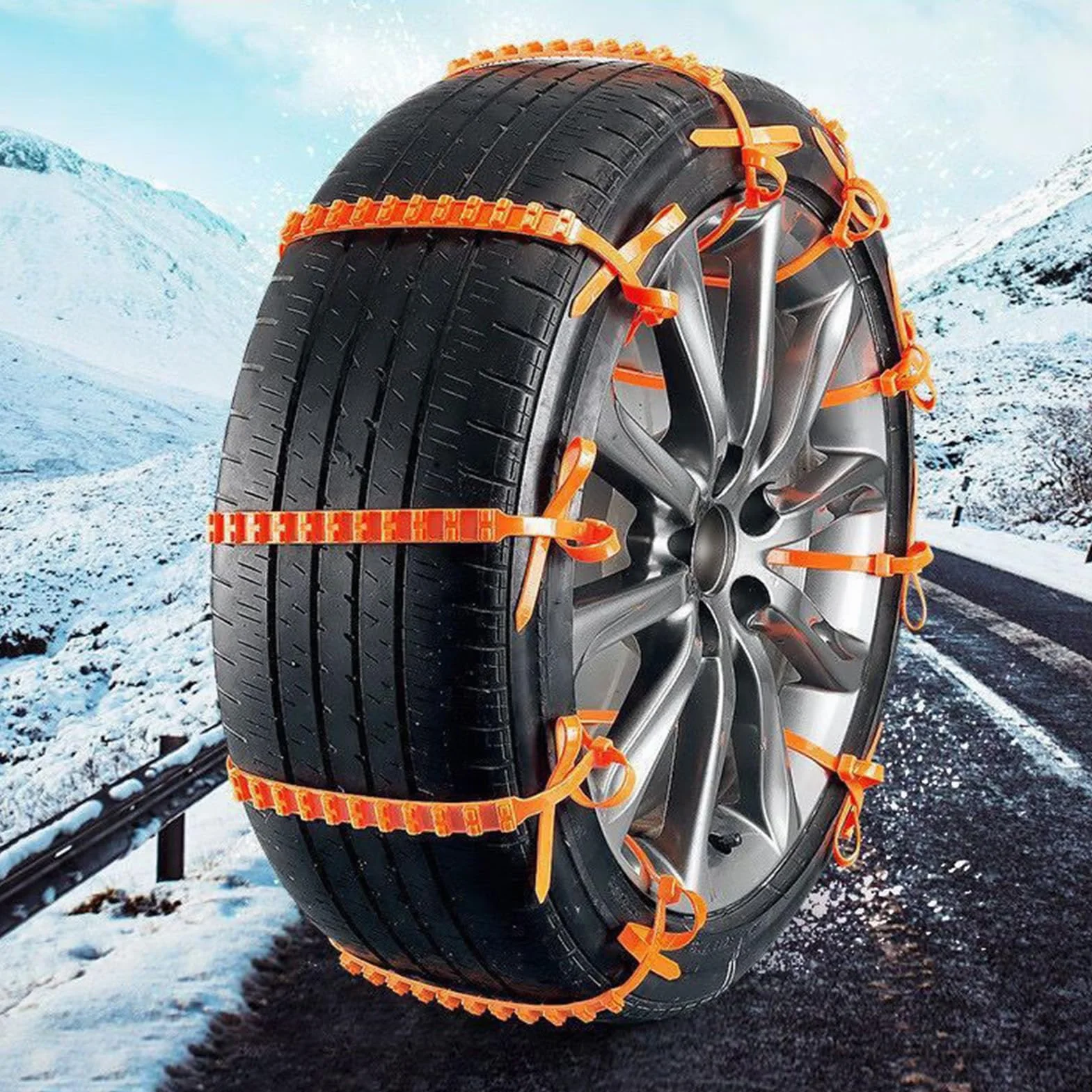 Snow Chains For Car Tires - 10 Pieces Zip Ties For Tires In Snow Anti Slip Wheel, Anti-Skid Traction Device, Sedan SUV Truck Outdoor Winter Driving, Road Safety Component Kit