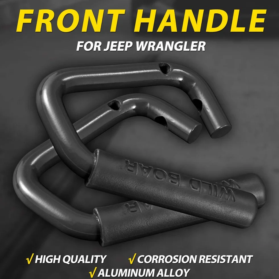 KATUR Przedni Uchwyt Kompatybilny Z Je-ep Wrangler JK Rubicon Sahara Sport 2007-2017 2/4 Drzwi Z Litej Stali Czarny, 2 sztuk, AMMP-817-FRONT-BLACK