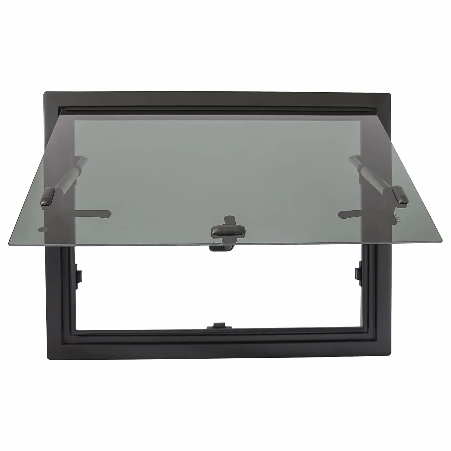 Boczne okno uchylne do przyczepy kempingowej i kampera, z wbudowaną roletą i moskitierą, ze stopu aluminium i szkła hartowanego, 600 x 450 mm