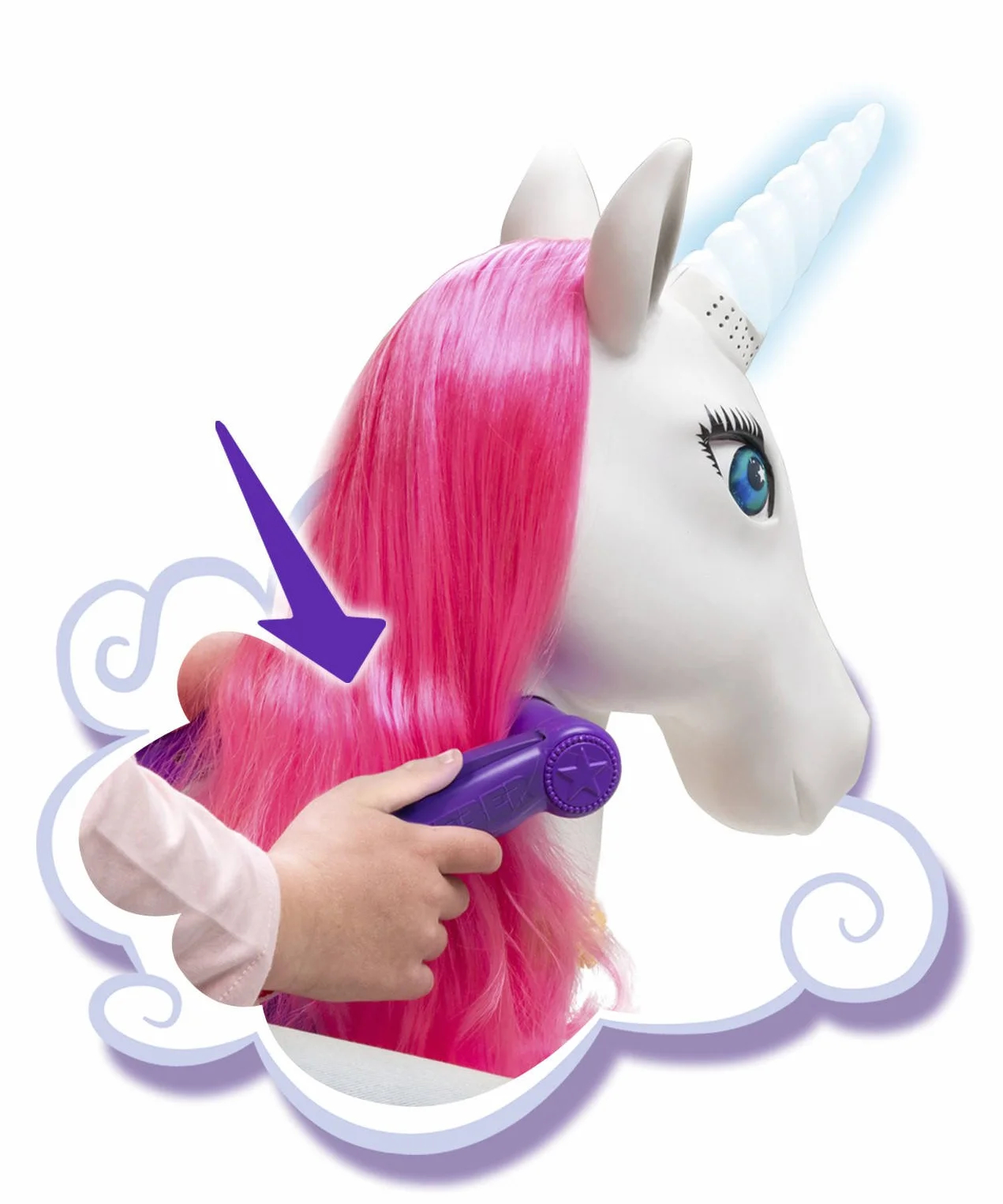 FEBER - My Lovely Unicorn z różową grzywką, elektronicznym zwierzakiem i pojazdem akumulatorowym 12 V (Famosa 800011603)