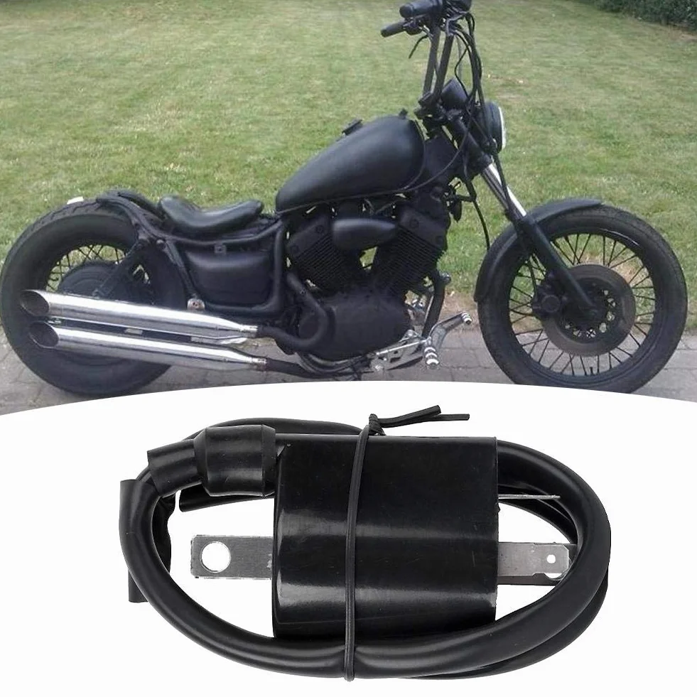 Qiilu Cewka zapłonowa motocykla, cewka zapłonowa akcesoria motocyklowe pasuje do Virago 535 XV535 1987-2000