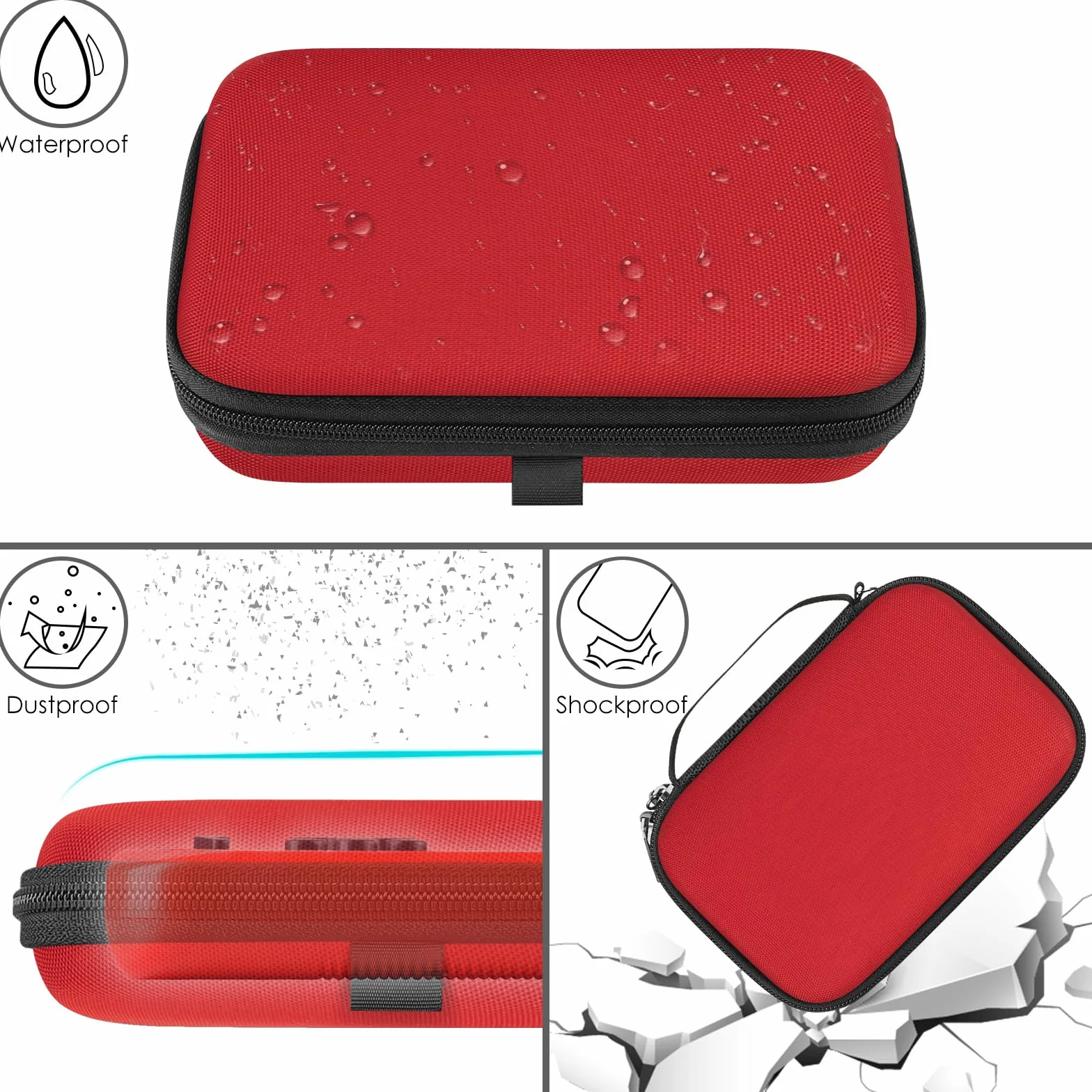 Linkidea Etui do przenoszenia konsoli do gier w podróży, ochronna torba retro do mini gier, miejsce na kabel do ładowania, zatyczki do uszu, baterie i akcesoria (Czerwony)