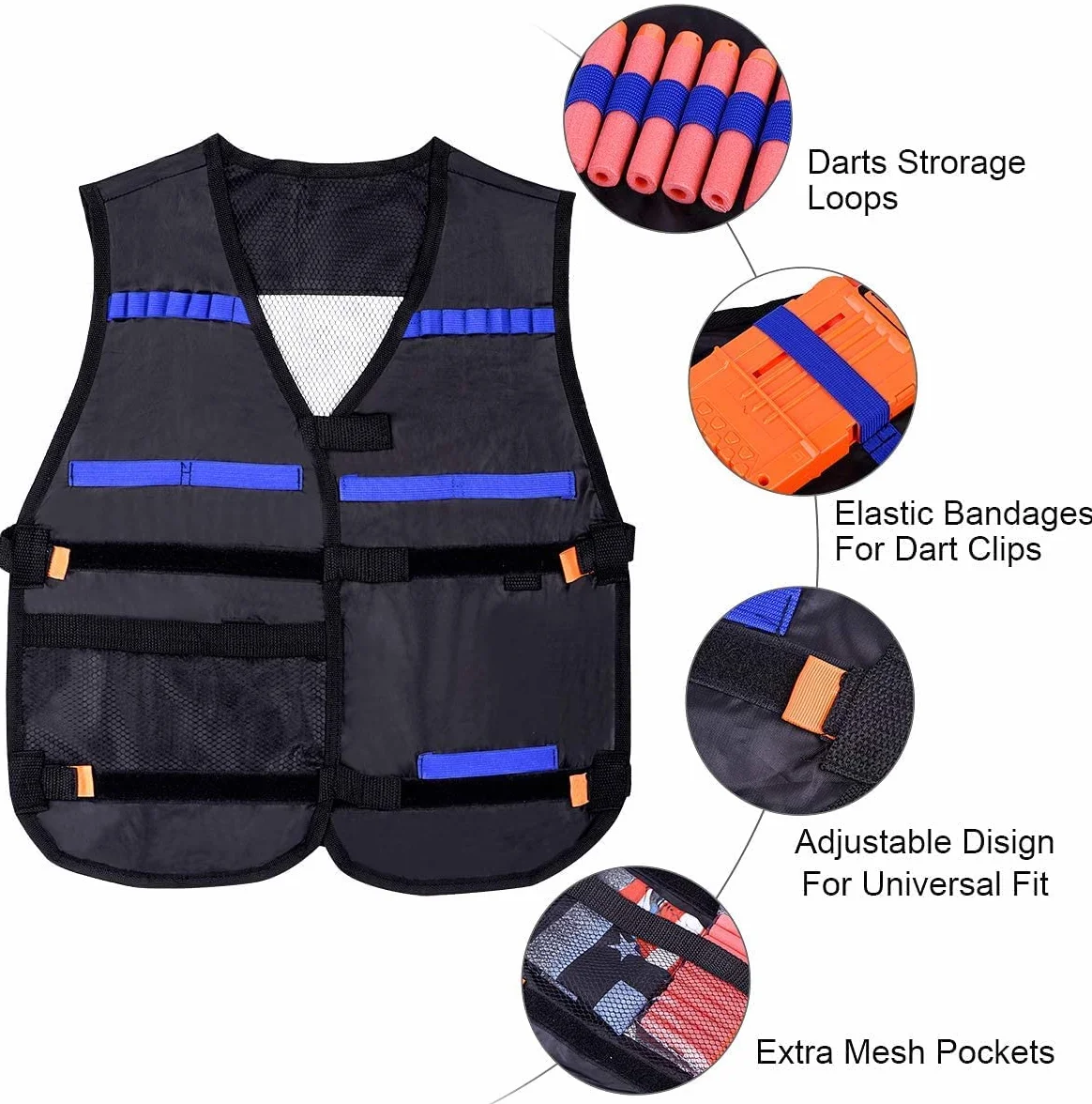 EXTSUD Zestaw 2 kamizelek taktycznych dla dzieci, kurtka taktyczna, zestaw do pistoletów Nerf N-Strike Elite, Kids Tactical Vest für Nerf Zubehör Set